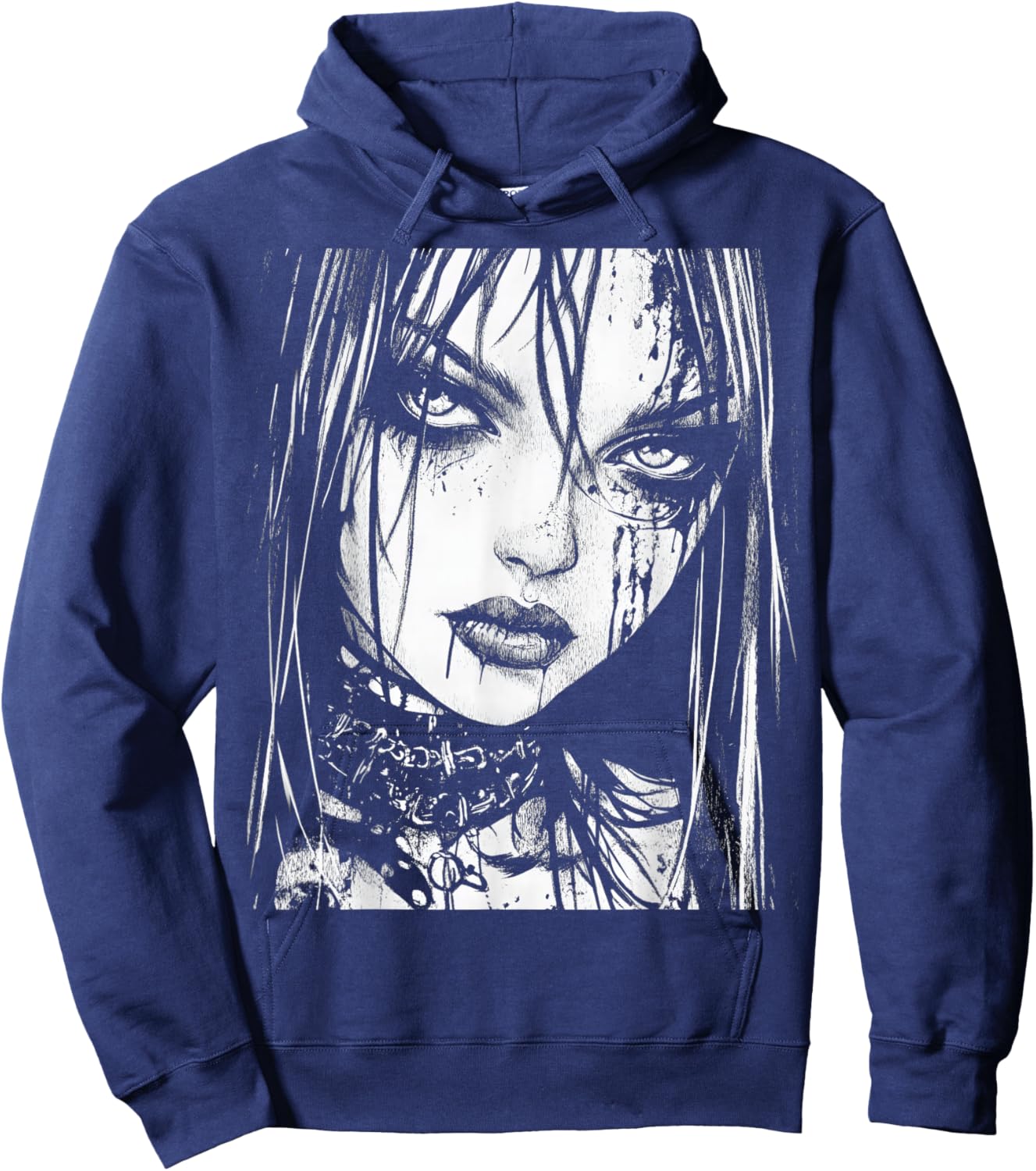 Goth Grunge Girl Waifu Demon Anime Horror Alt Aesthetic Hoodie - Hoodie | Navy
