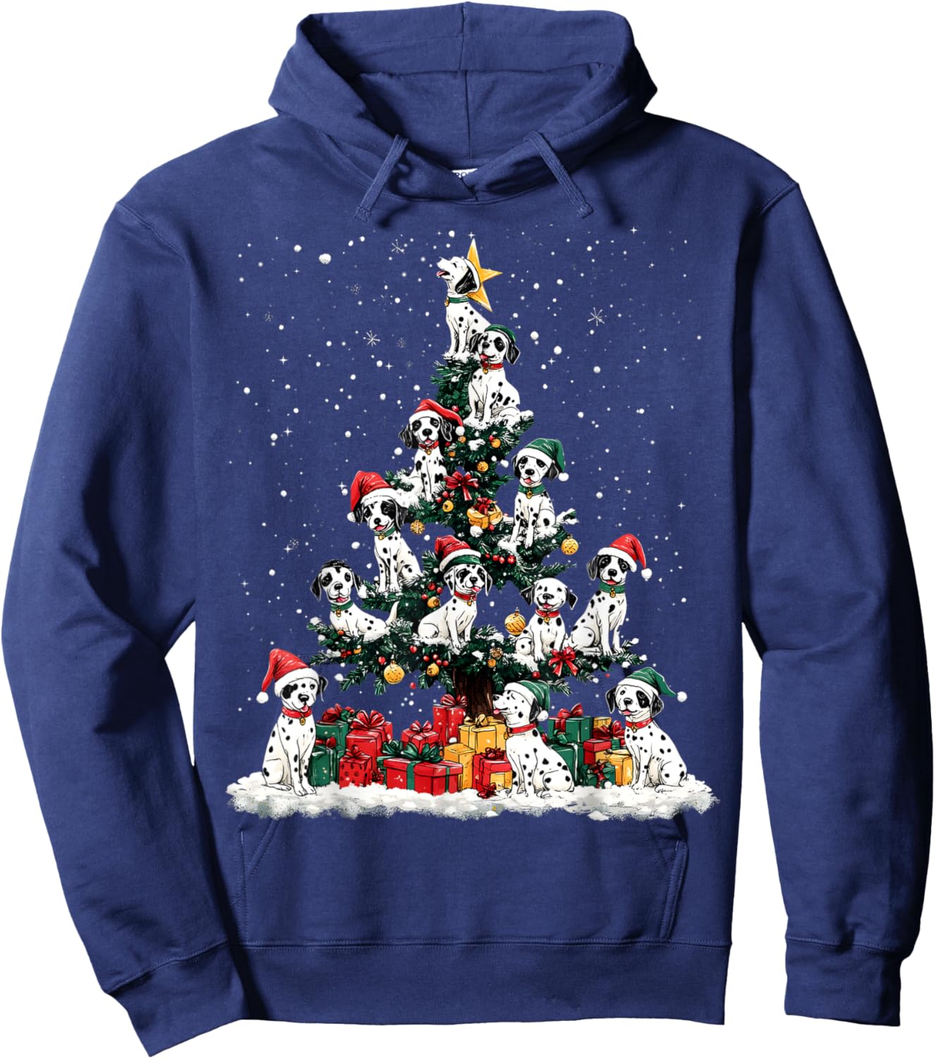 Dalmatian Christmas Tree Dog Santa Xmas Merry Dogmas Men Women Kids Hoodie - Hoodie | Navy