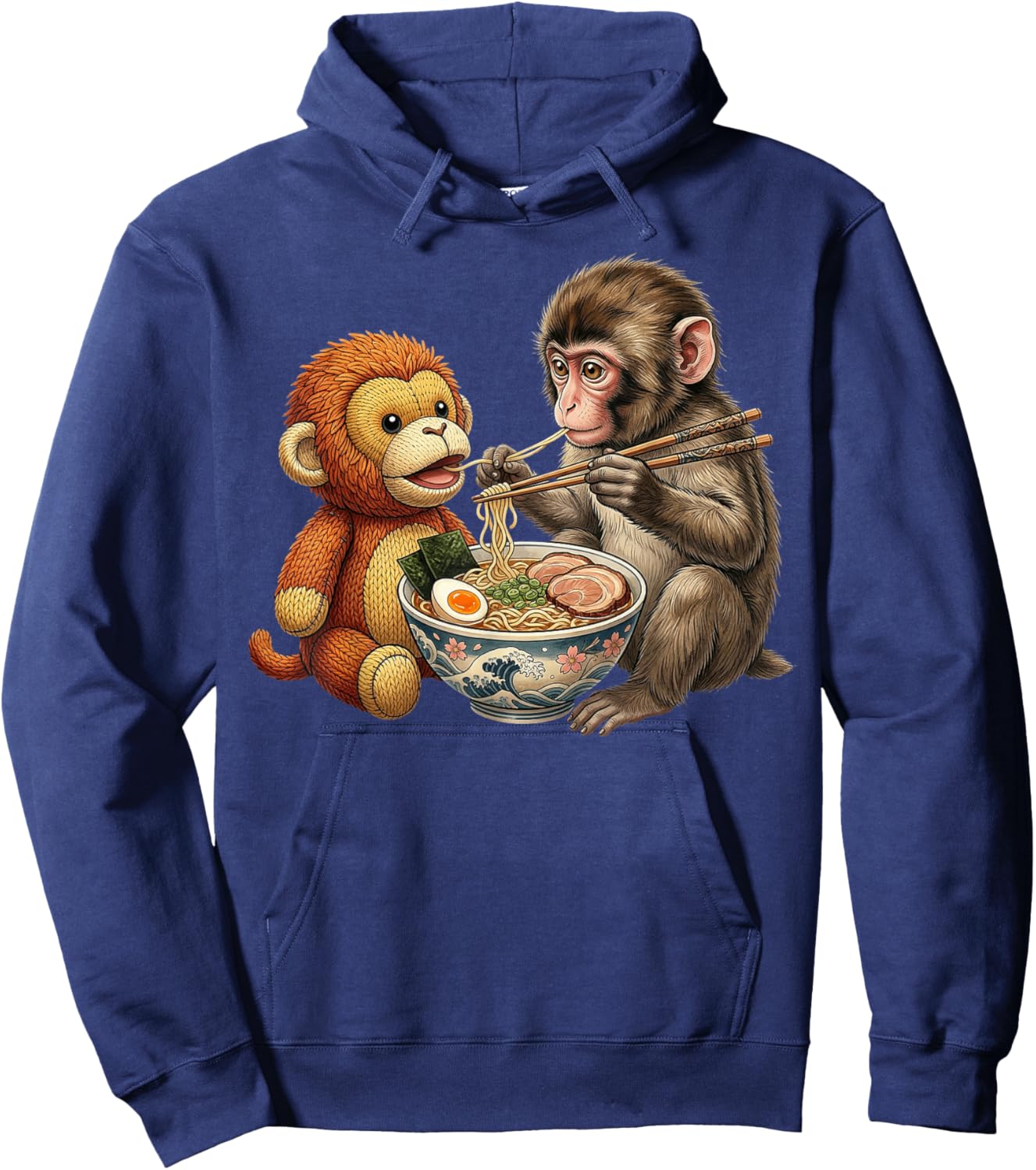 Punch Monkey Eating Ramen Japanese Noodles Anime Lovers Hoodie - Hoodie | Navy