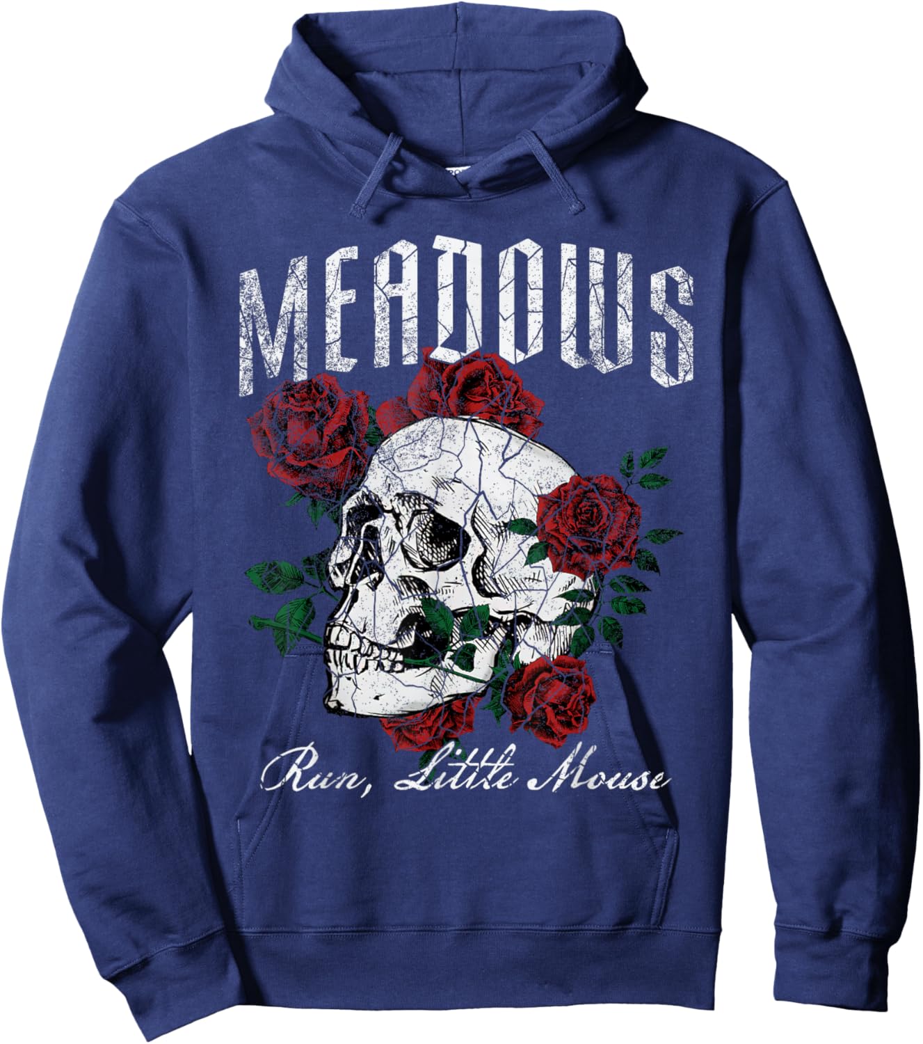 Retro Meadows Run Little Mouse Funny Skeleton Rose Bookish Hoodie - Hoodie | Navy