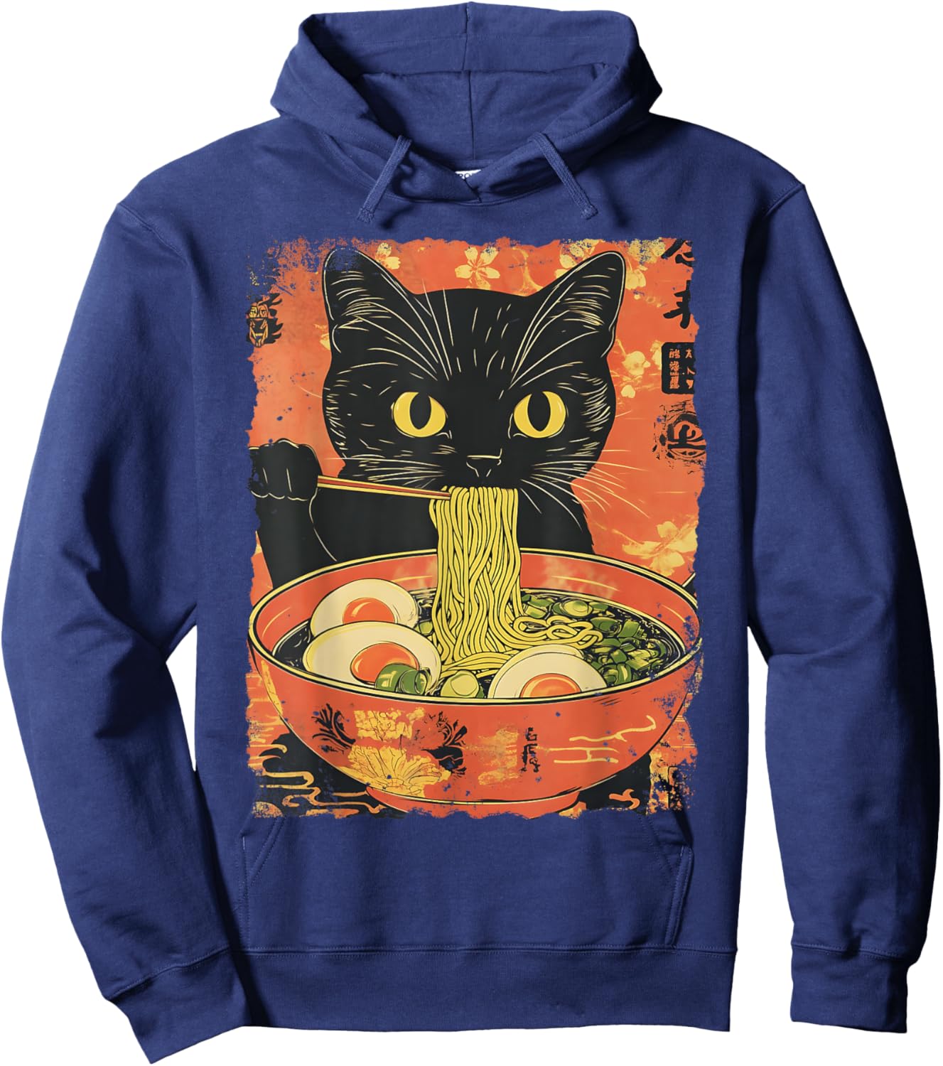 Cat Ramen Funny Graphic Japanese Kawaii Cat Anime Gifts Hoodie - Hoodie | Navy