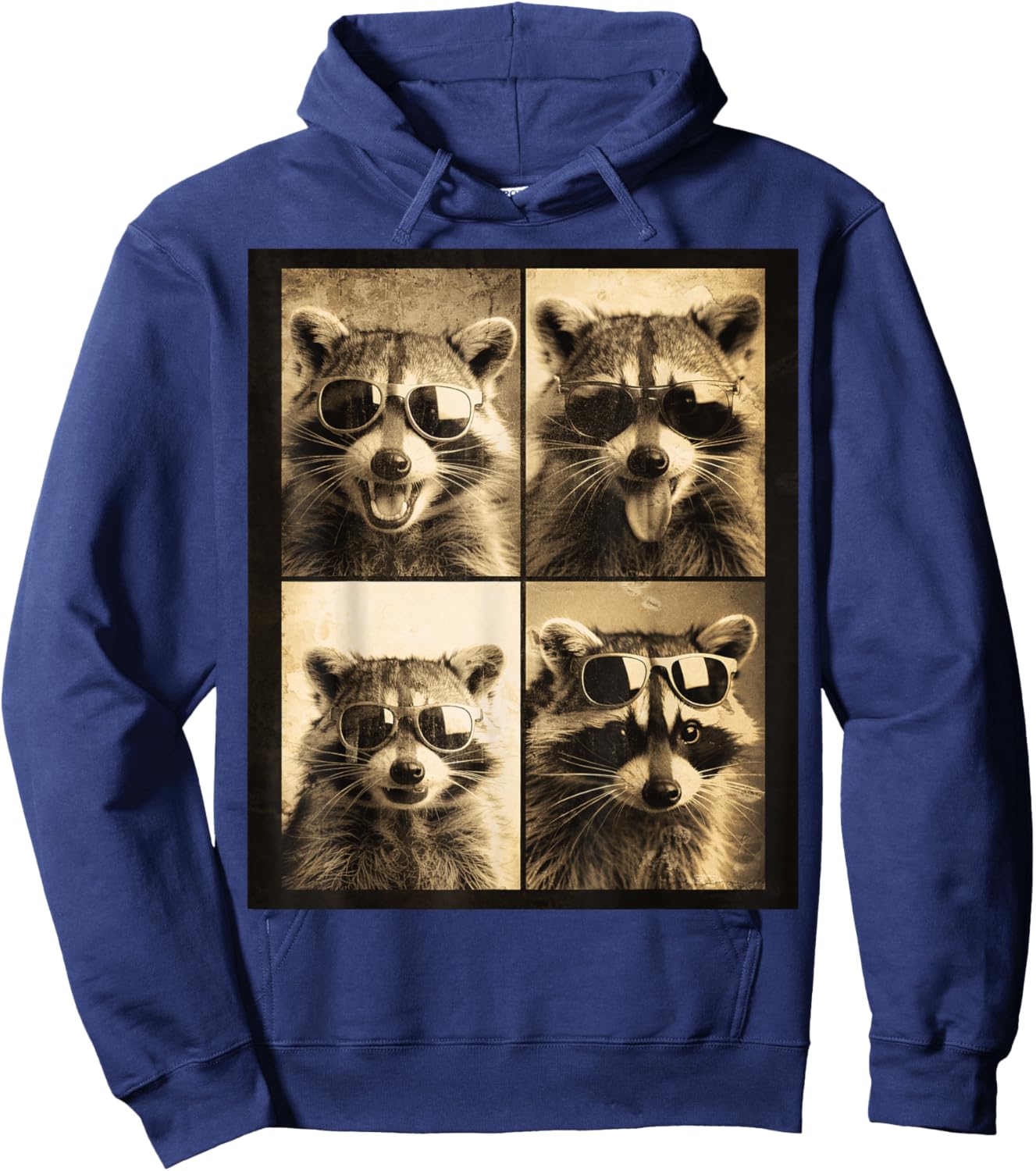 Retro Raccoon Photo Booth Fun Cool Animals Hoodie - Hoodie | Navy