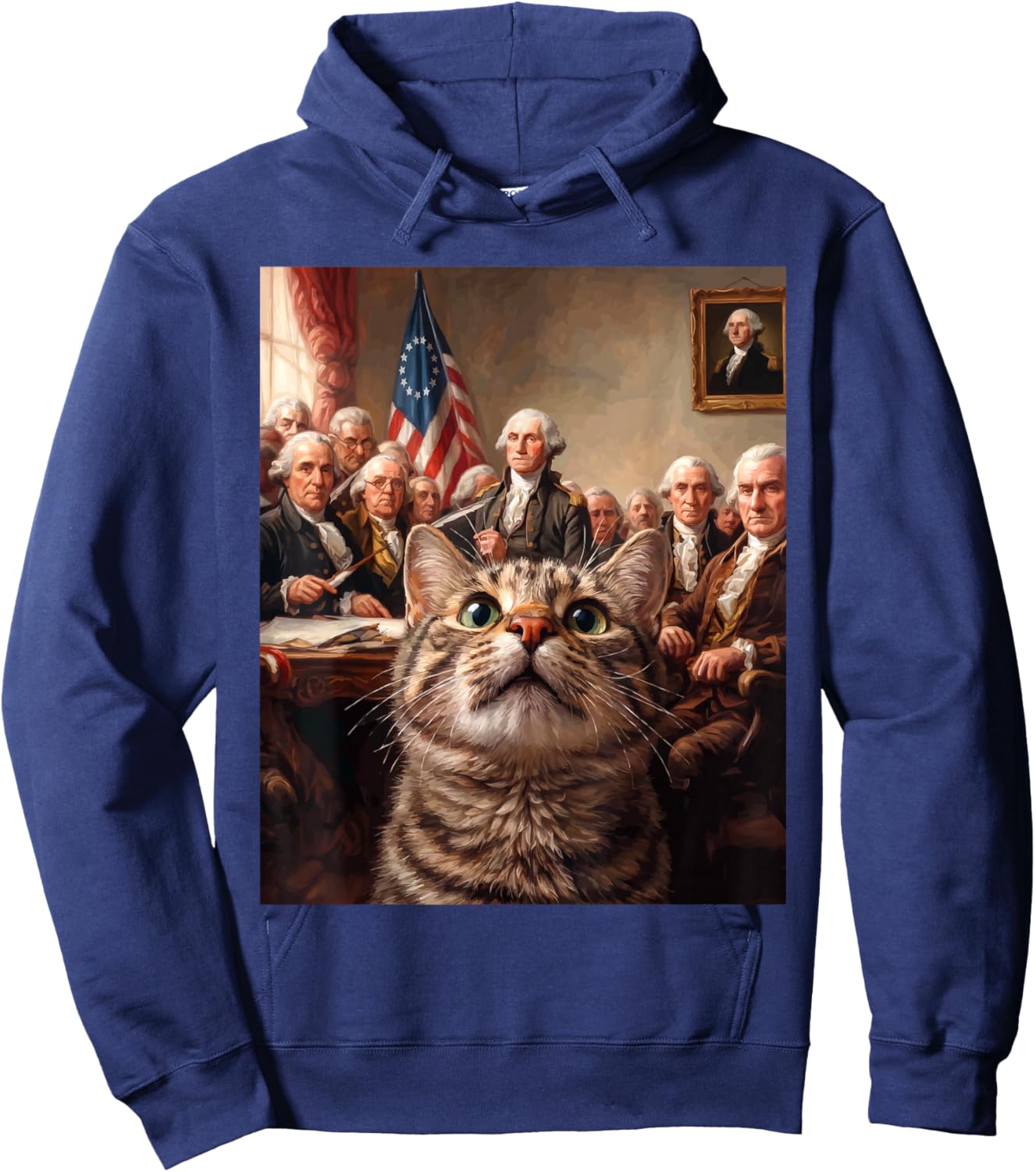 Declaration of Independence Cat Selfie 4th of July Hoodie - Hoodie | Navy