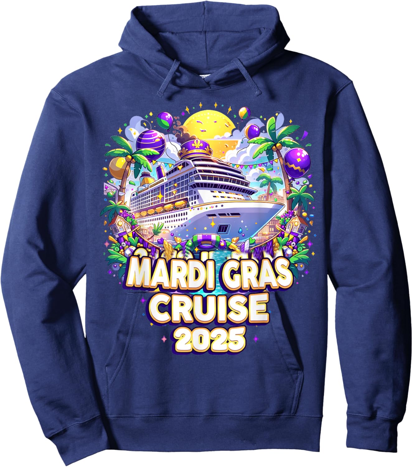 Mardi Gras Cruise Crew 2025 Family Matching Trip New Orleans Hoodie - Hoodie | Navy