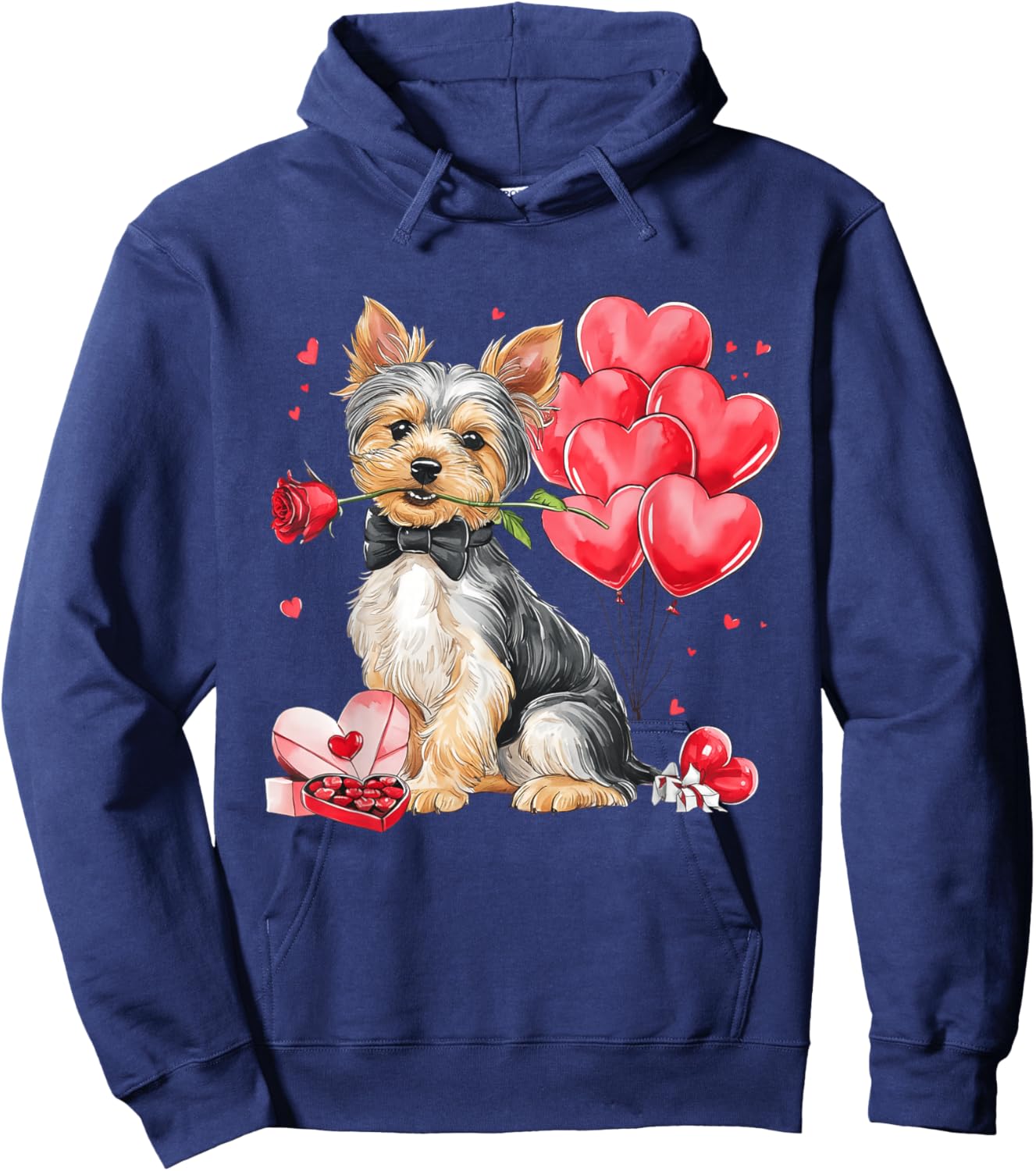 Yorkshire Terrier Dog Owner Heart Balloon Yorkie Valentine Hoodie - Hoodie | Navy