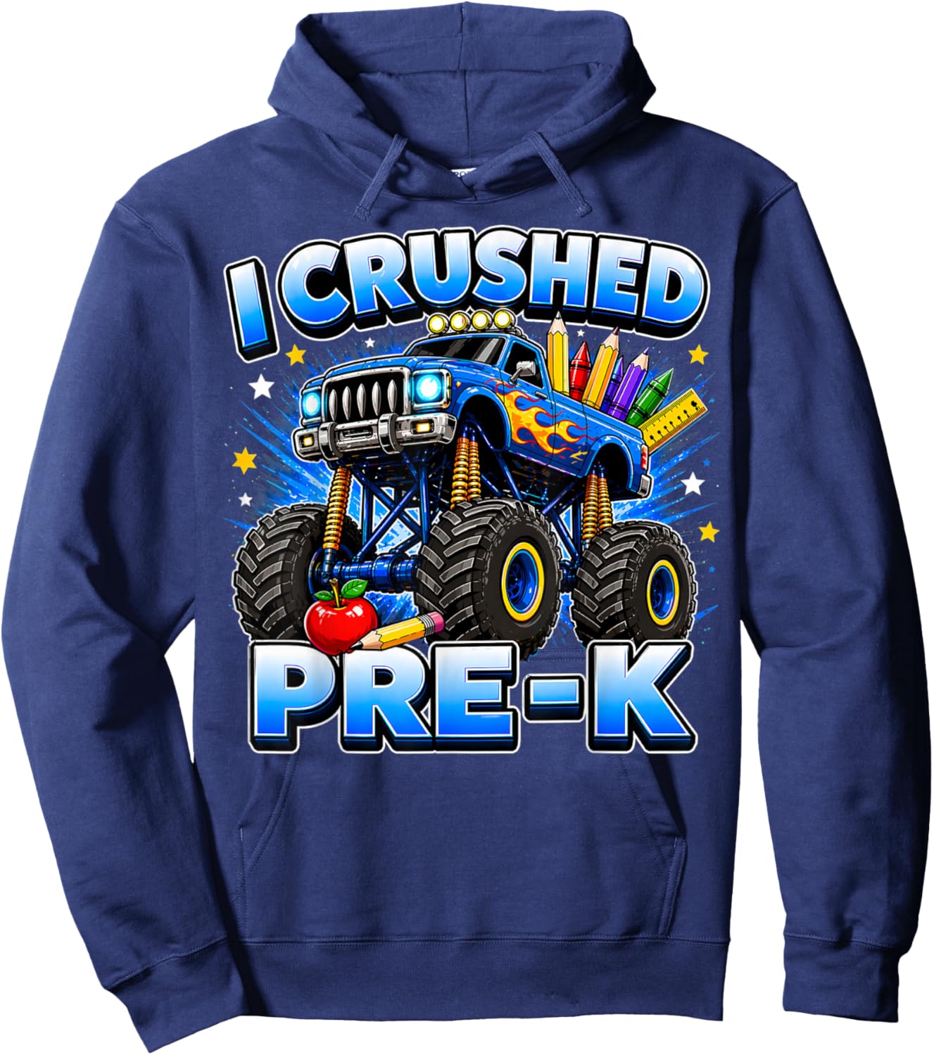 Graduation Pre-K Monster Truck Boys I Crushed Preschool Grad Hoodie - Hoodie | Navy