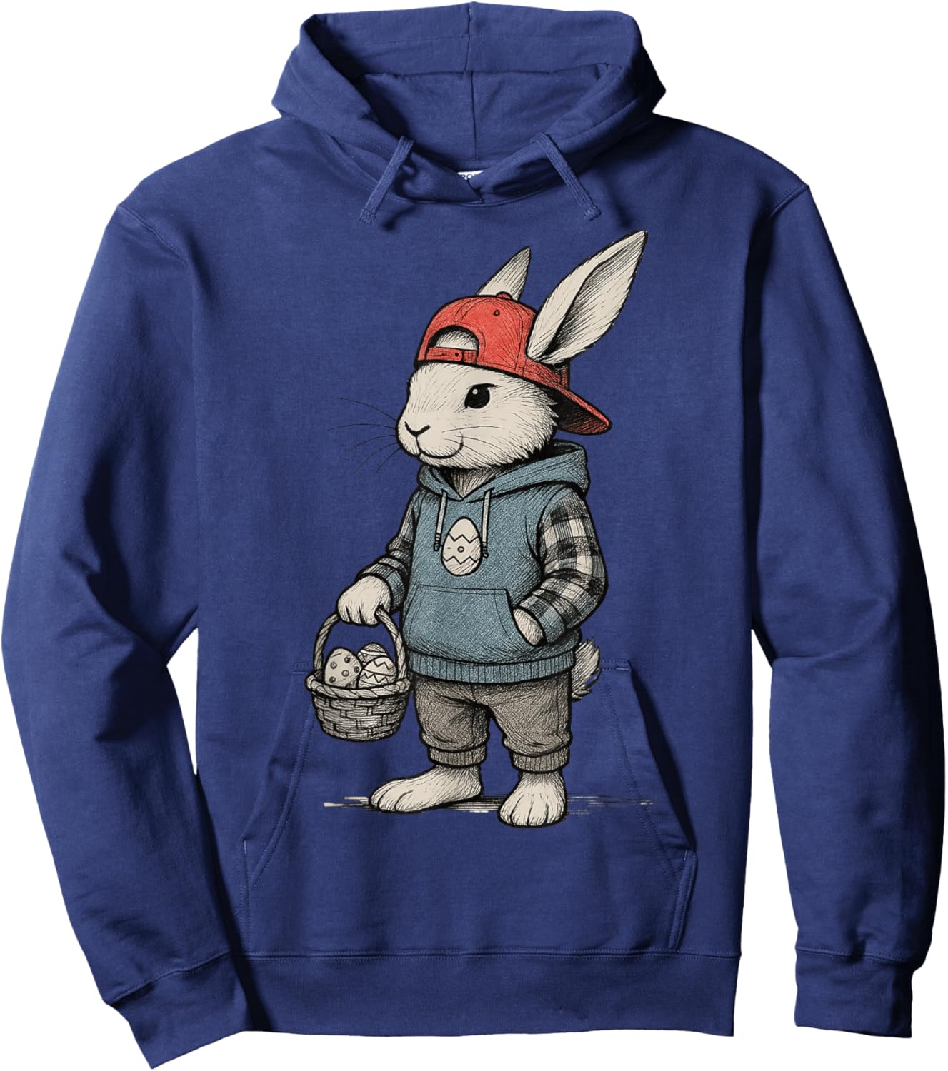 Easter Bunny Boys School Cute Rabbit Basket Toddler Kids Hoodie - Hoodie | Navy