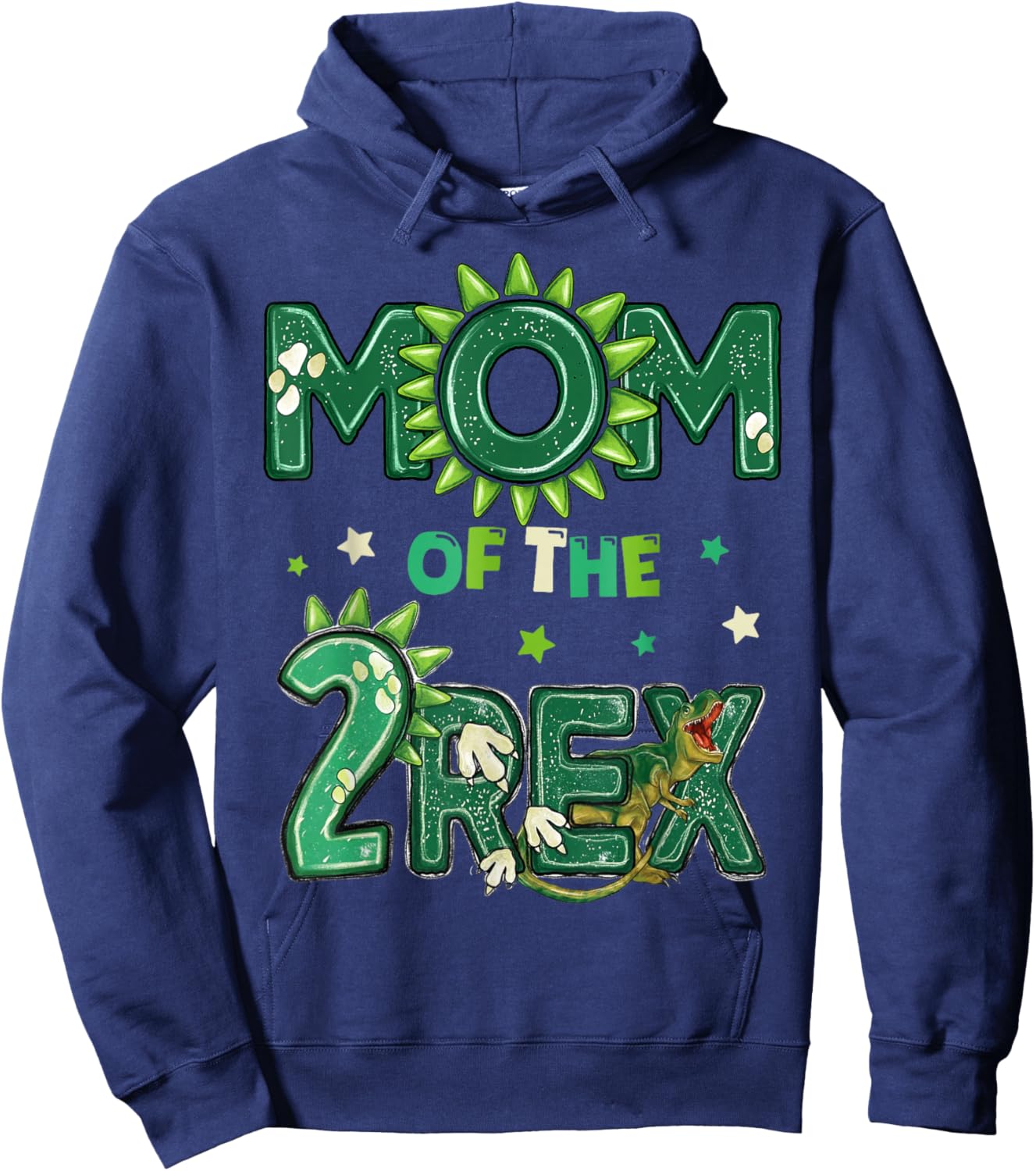 Mom of The Two Rex Birthday Dinosaur Family Matching Hoodie - Hoodie | Navy
