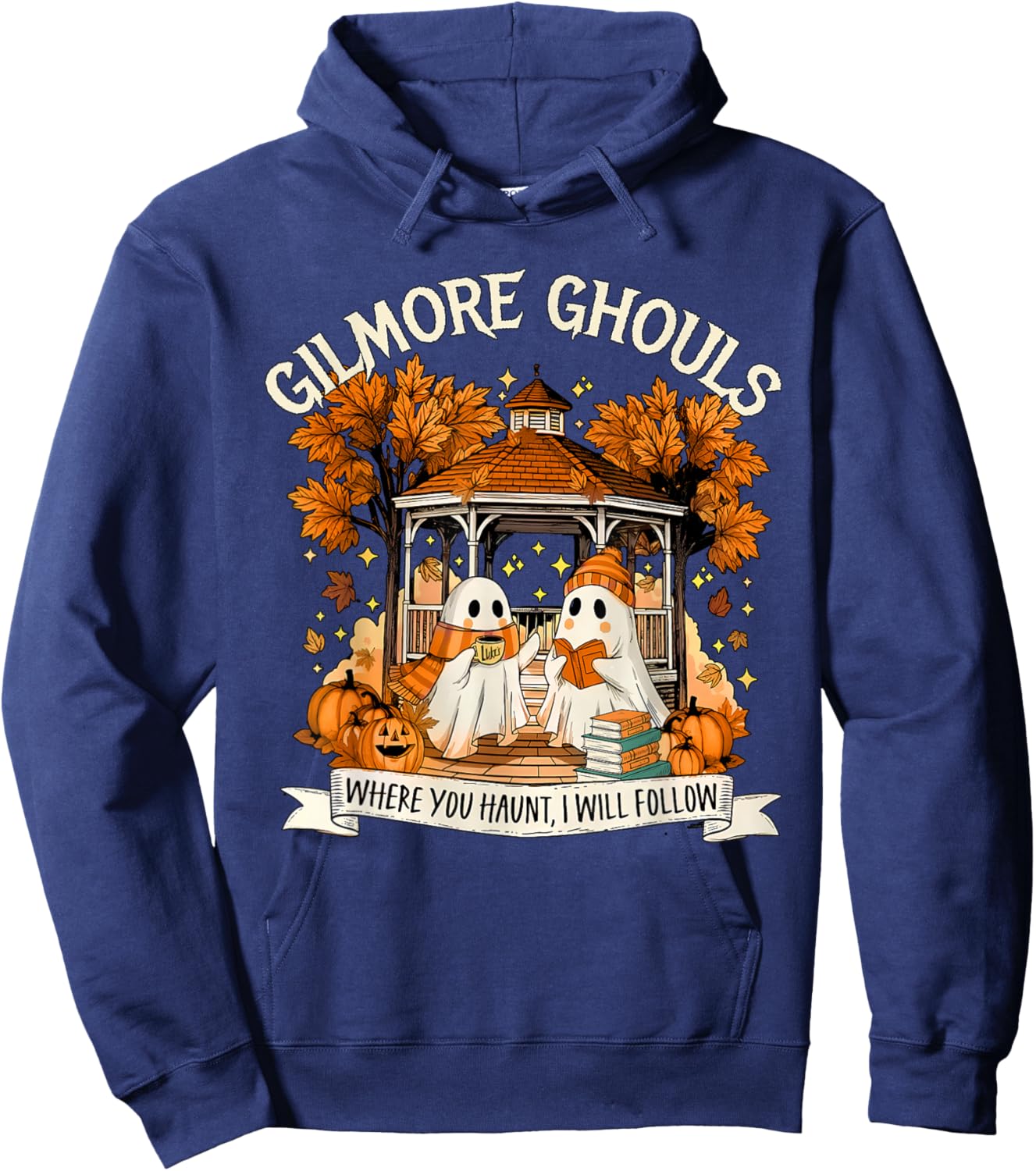 Gilmore Ghouls Halloween Spooky Fall Ghosts Coffee Lover Hoodie - Hoodie | Navy