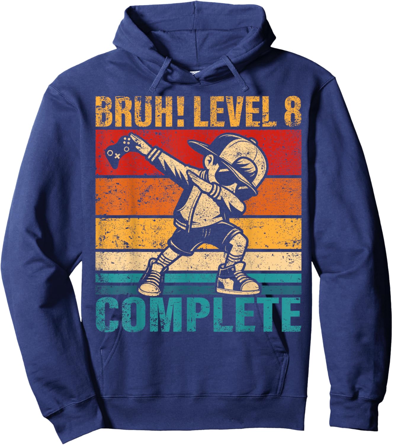 8 Years Old Birthday Dabbing Boy Bruh Level 8 Complete Hoodie - Hoodie | Navy