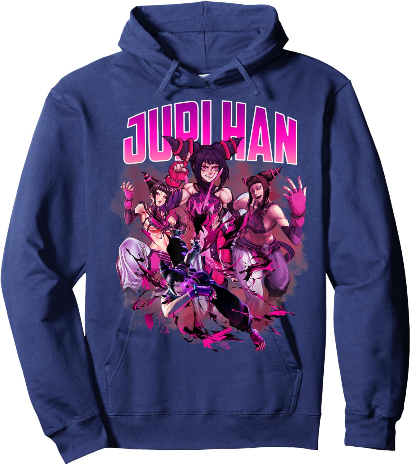 Game Character Juri Han Collage Style 90's Vintage Hoodie - Hoodie | Navy
