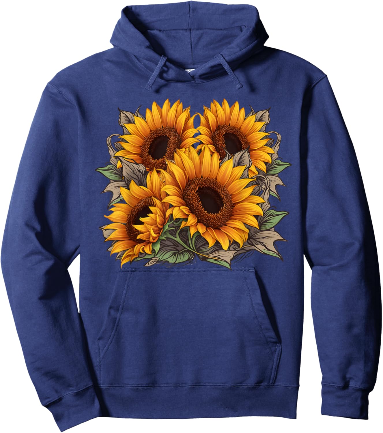 Vintage Sunflower Graphic Hoodie - Hoodie | Navy