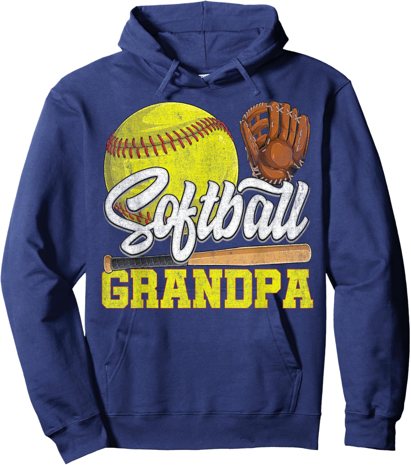Softball Grandpa Softball Player Game Day Father's Day Gift Hoodie - Hoodie | Navy