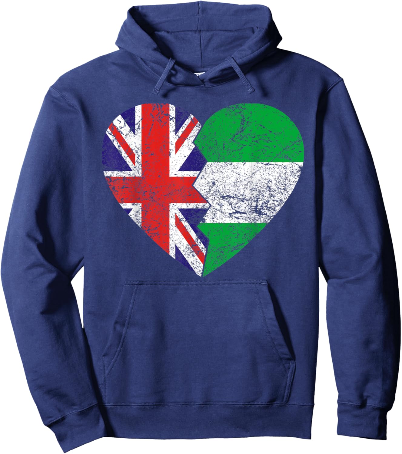 Nigerian British Flags Heart | United Kingdom Nigeria Roots Hoodie - Hoodie | Navy