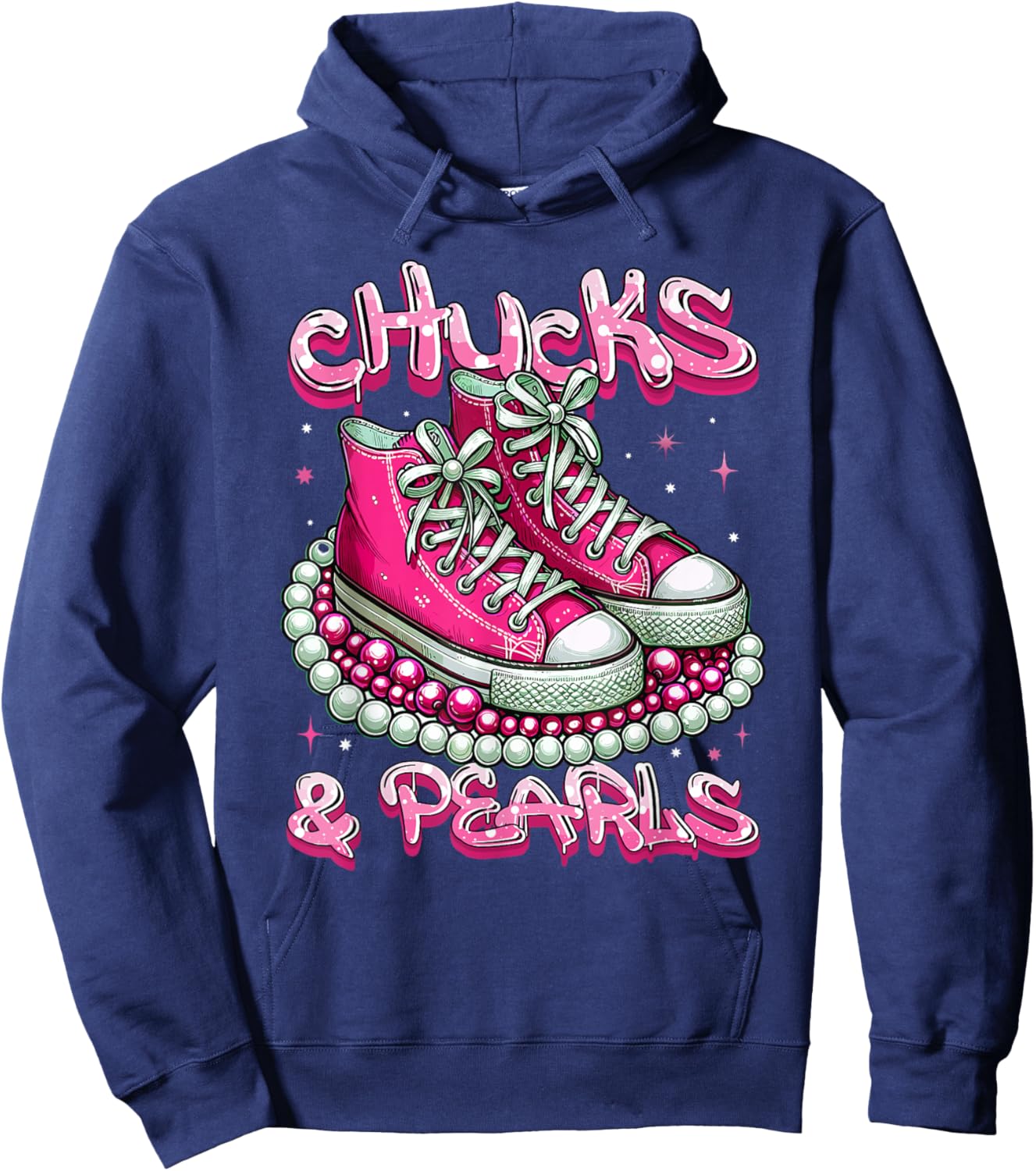 Pink Chucks And Pearls Women Hoodie - Hoodie | Navy