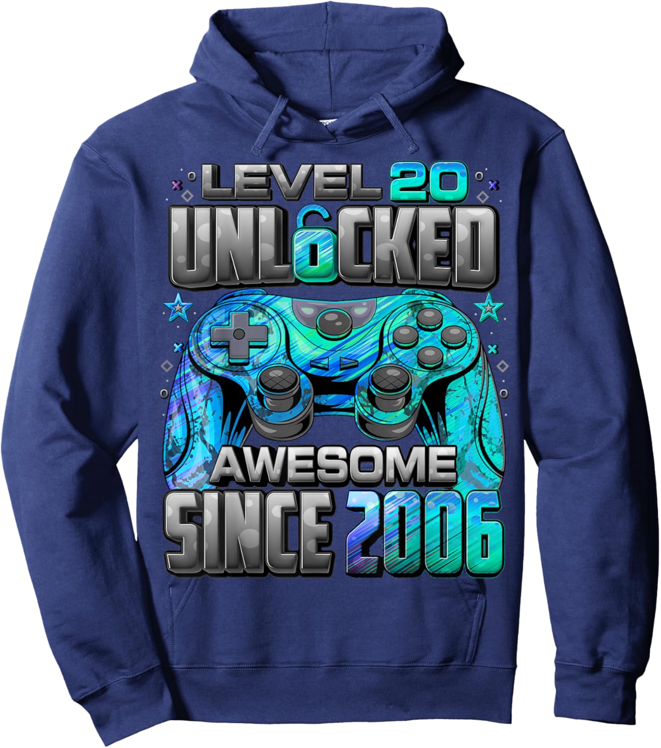 Level 20 Unlocked Awesome Since 2006 20th Birthday Gaming Hoodie - Hoodie | Navy