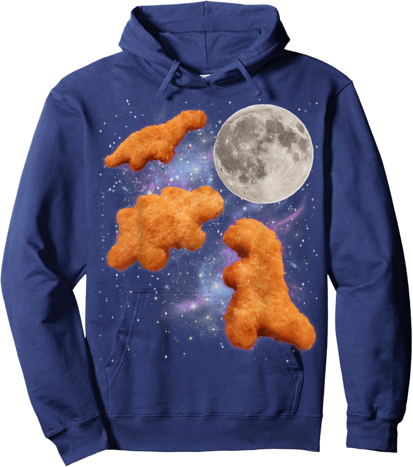 Three Chicken Nuggets Howl at Moon Funny Parody Dino Nugget Hoodie - Hoodie | Navy