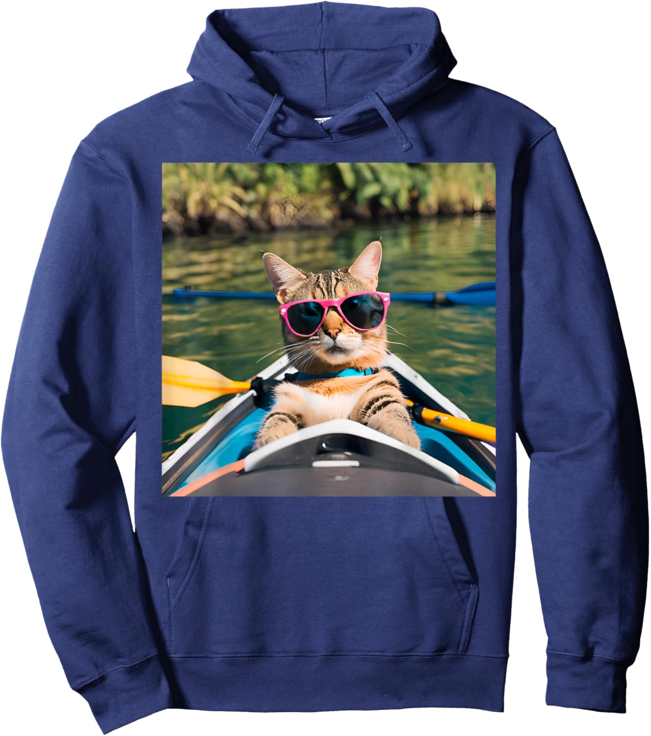 Cat in A Kayak Hoodie - Hoodie | Navy