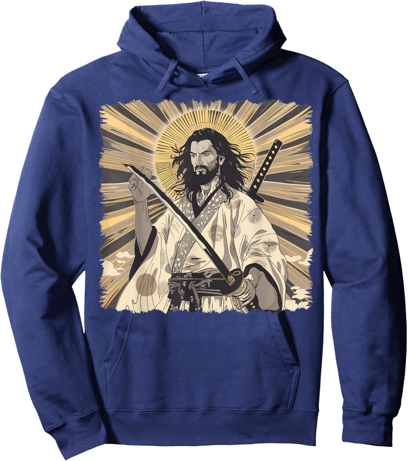 Jesus Christian Religious Japanese Art Samurai Hoodie - Hoodie | Navy