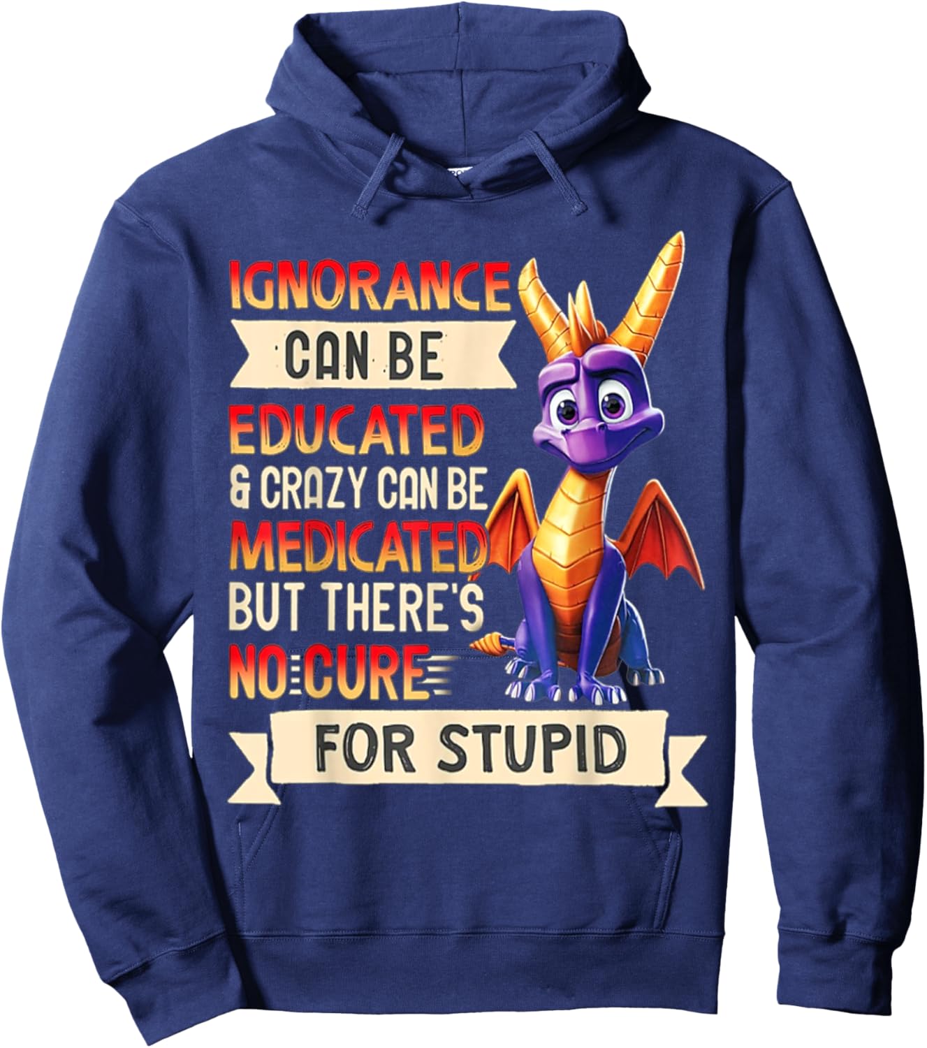 Ignorance Can Be Educated And Crazy Can Be Medicated Hoodie - Hoodie | Navy