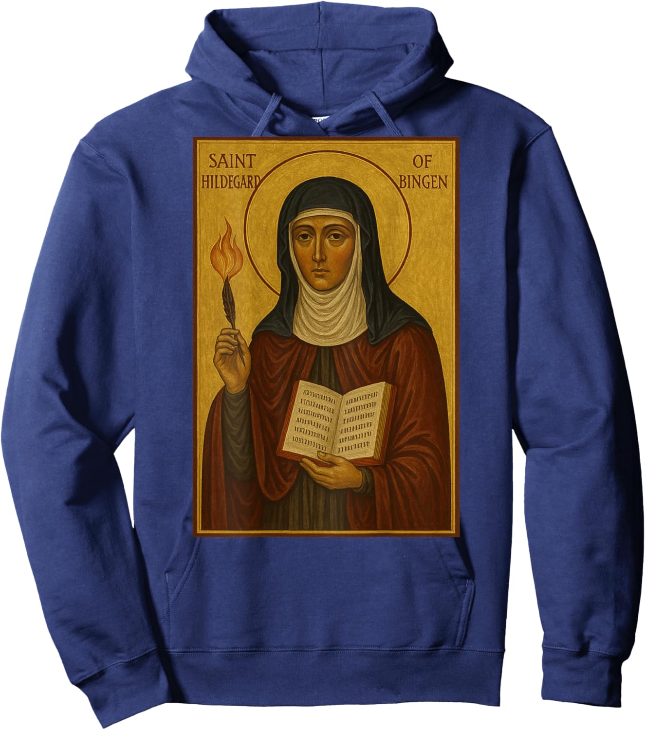Christian Catholic Icon of Saint Hildegard of Bingen Hoodie - Hoodie | Navy