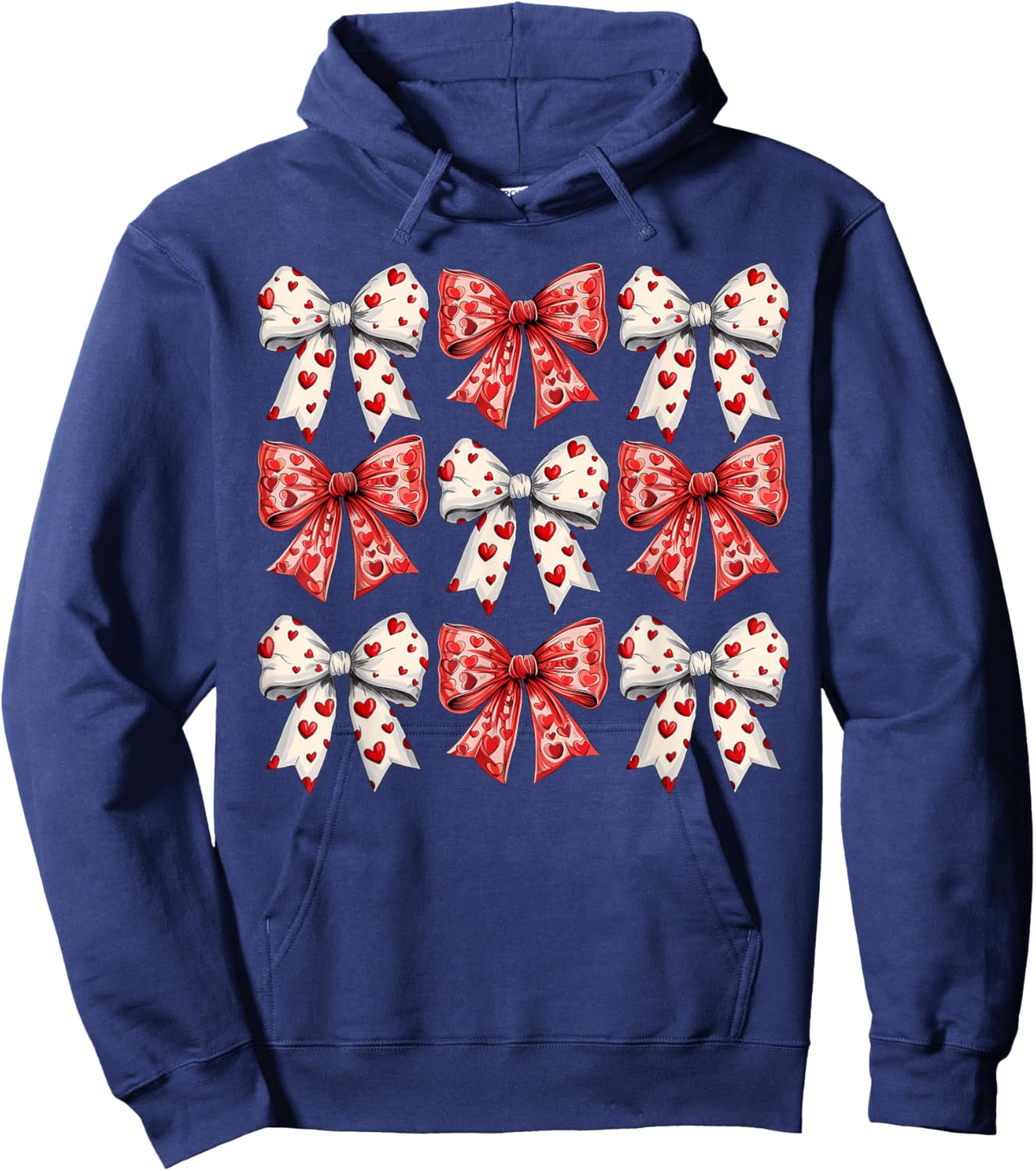 Retro Valentine's day Heart Coquette Bow Women Kids Girl Hoodie - Hoodie | Navy