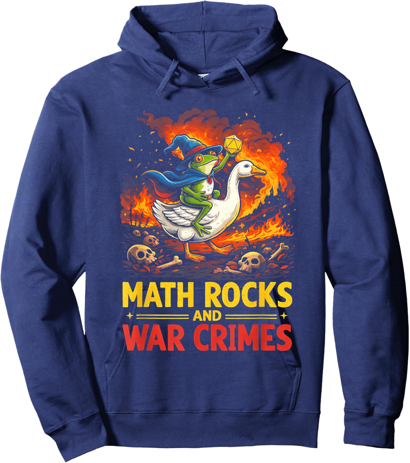Math Rocks Funny Dice Gamer Shirt Wizard Frog Goose Hoodie - Hoodie | Navy