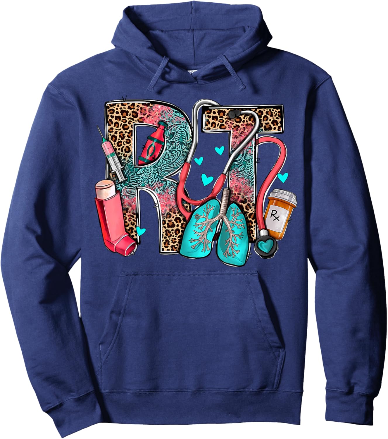 Rt Respiratory Therapist Stethoscope Nurse Western Nursing Hoodie - Hoodie | Navy