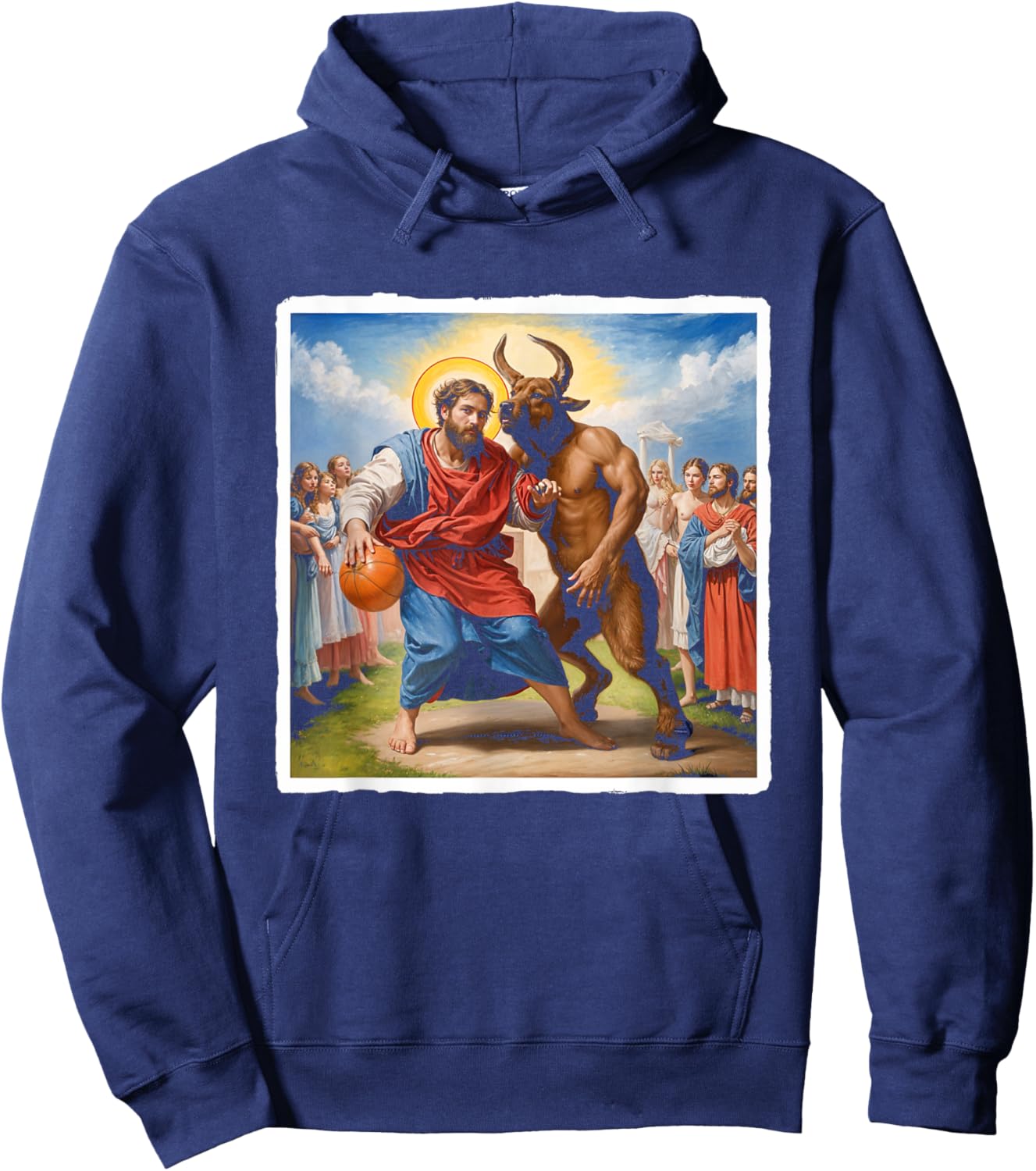 Jesus vs Satan Basketball Play Humor Sport Game Hoodie - Hoodie | Navy