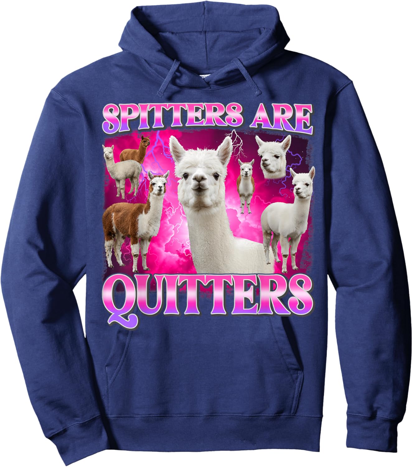 Inappropriate Funny Spitters are Quitters Bootleg Graphic Hoodie - Hoodie | Navy