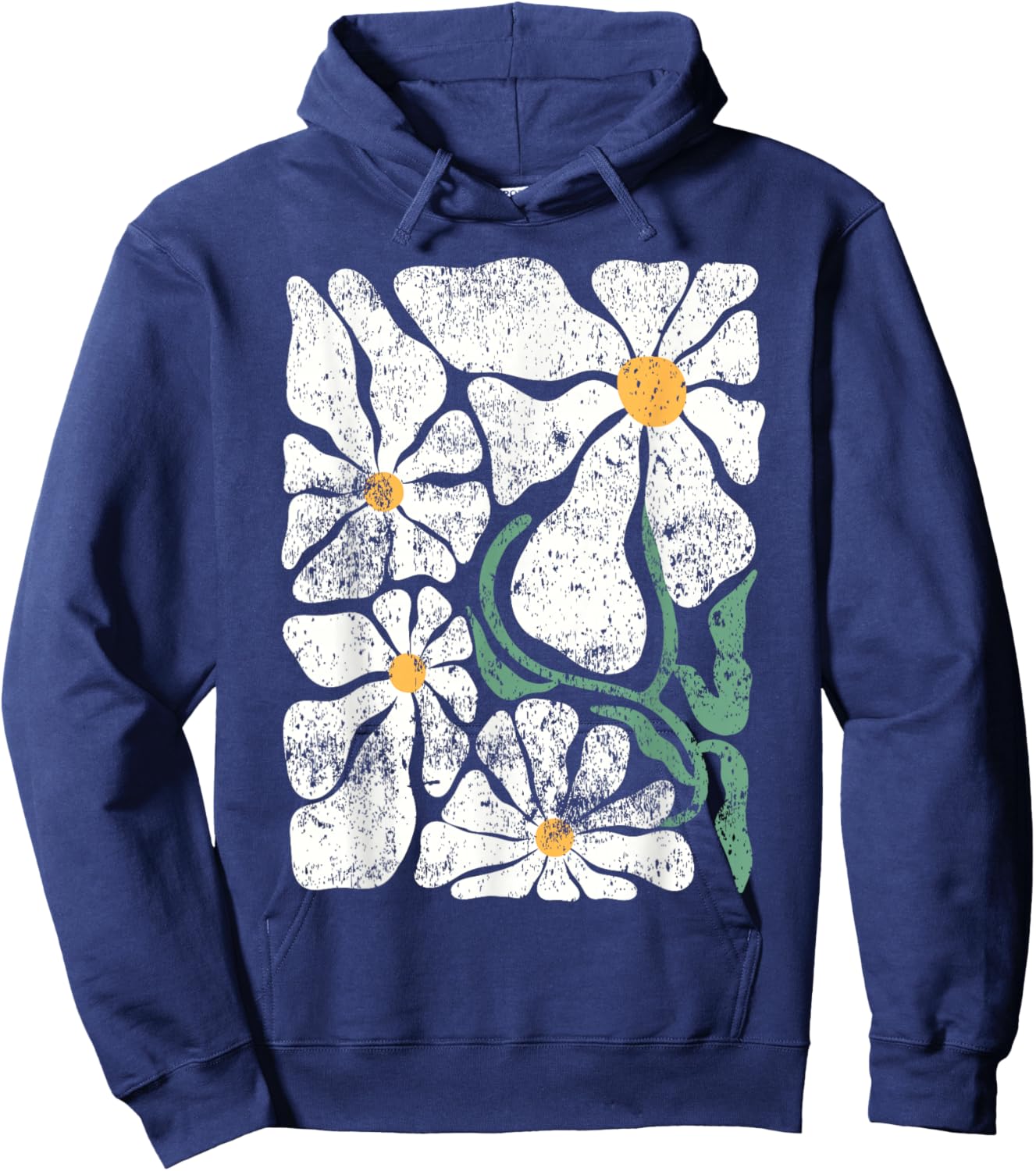 Daisy Floral Boho Retro Flower Wildflower Lover Botany Hoodie - Hoodie | Navy