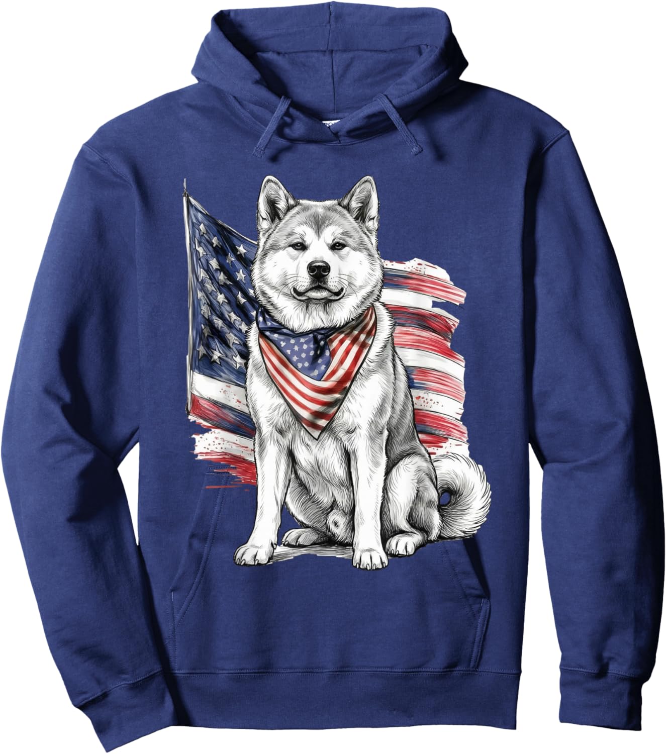 Akita 4th of July Patriotic Dog Hoodie - Hoodie | Navy