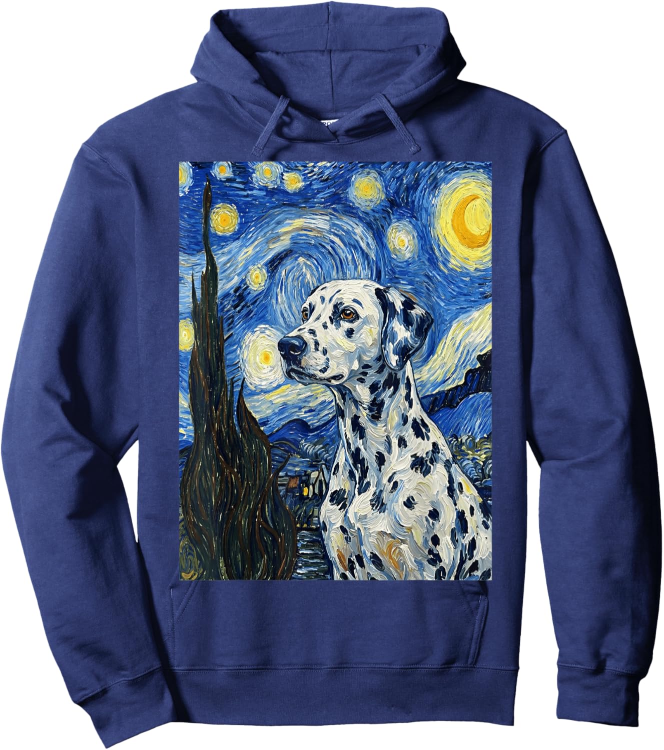 Dalmatian Dog Van Gogh Starry Night Artistic Print Hoodie - Hoodie | Navy