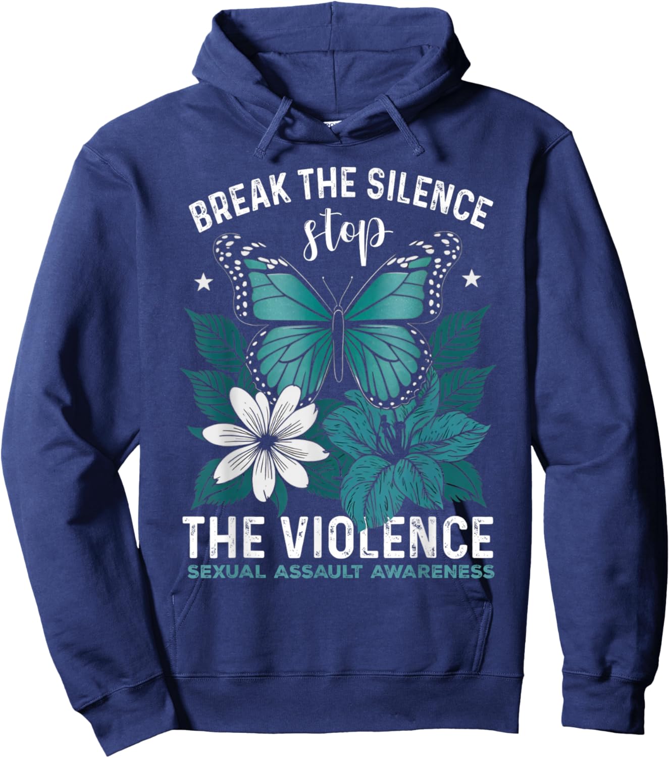 Stop The Violence End Silence- Sexual Assault Awareness Hoodie - Hoodie | Navy