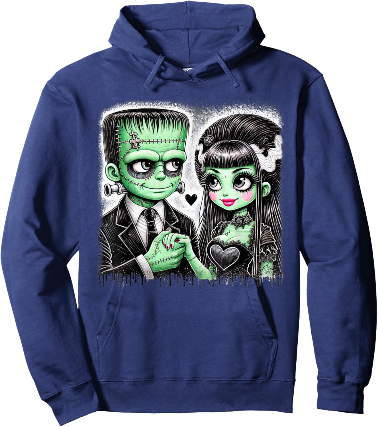 Halloween Lovers Frankenstein Skeleton Women Family Hoodie - Hoodie | Navy