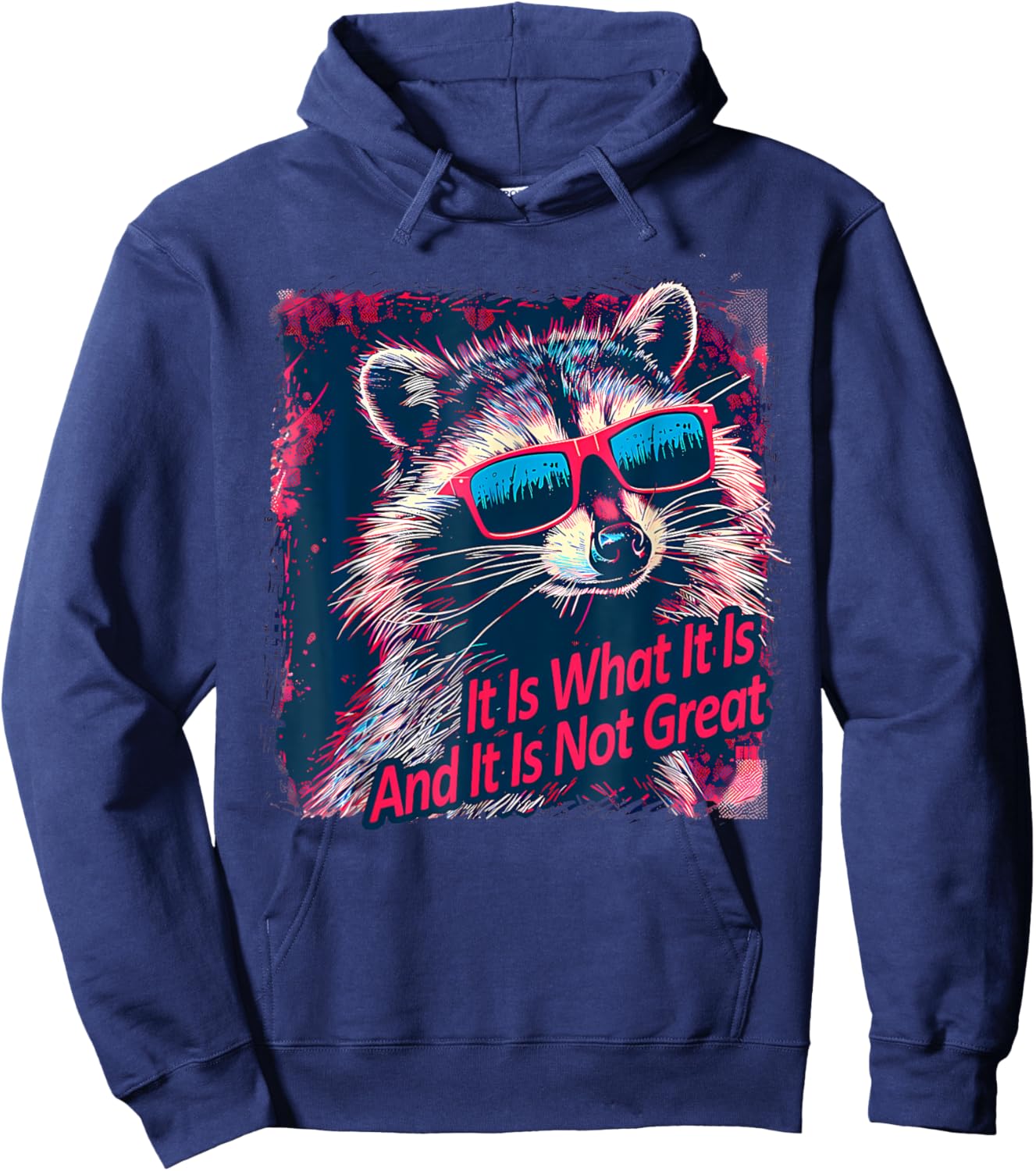 Cool Raccoon Sarcastic It Is What It Is And It Is Not Great Hoodie - Hoodie | Navy