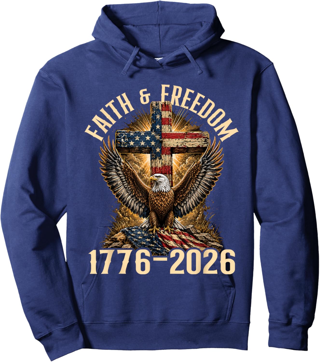Faith & Freedom - 4th July Patriotic Independence Day Hoodie - Hoodie | Navy