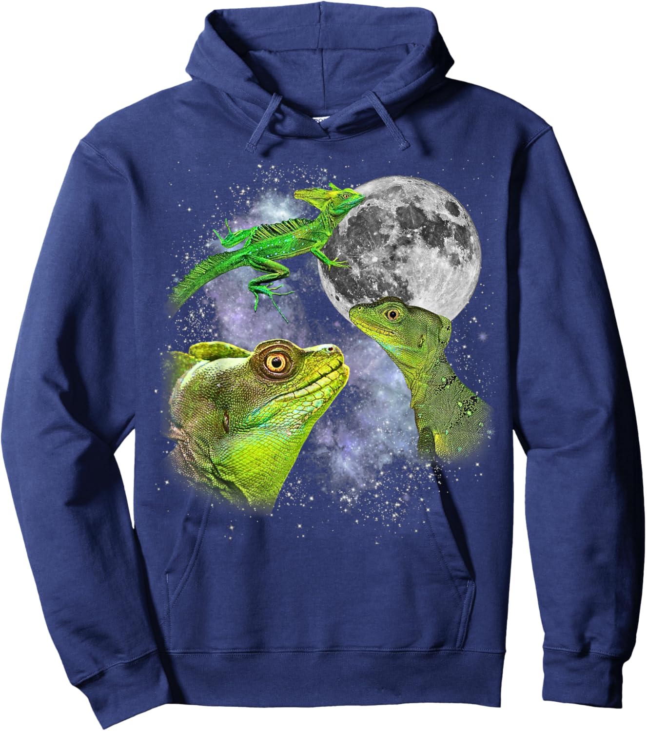 Three Bearded Dragon Moon Funny Lizard Graphic 90s Vintage Hoodie - Hoodie | Navy