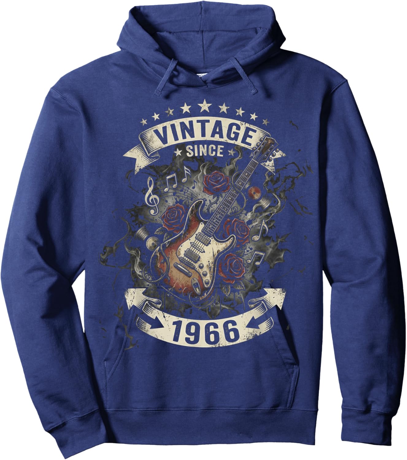 Gitarre zum 60. Geburtstag, Vintage-Stil, seit 1966, 60 Jahre alt Hoodie - Hoodie | Navy