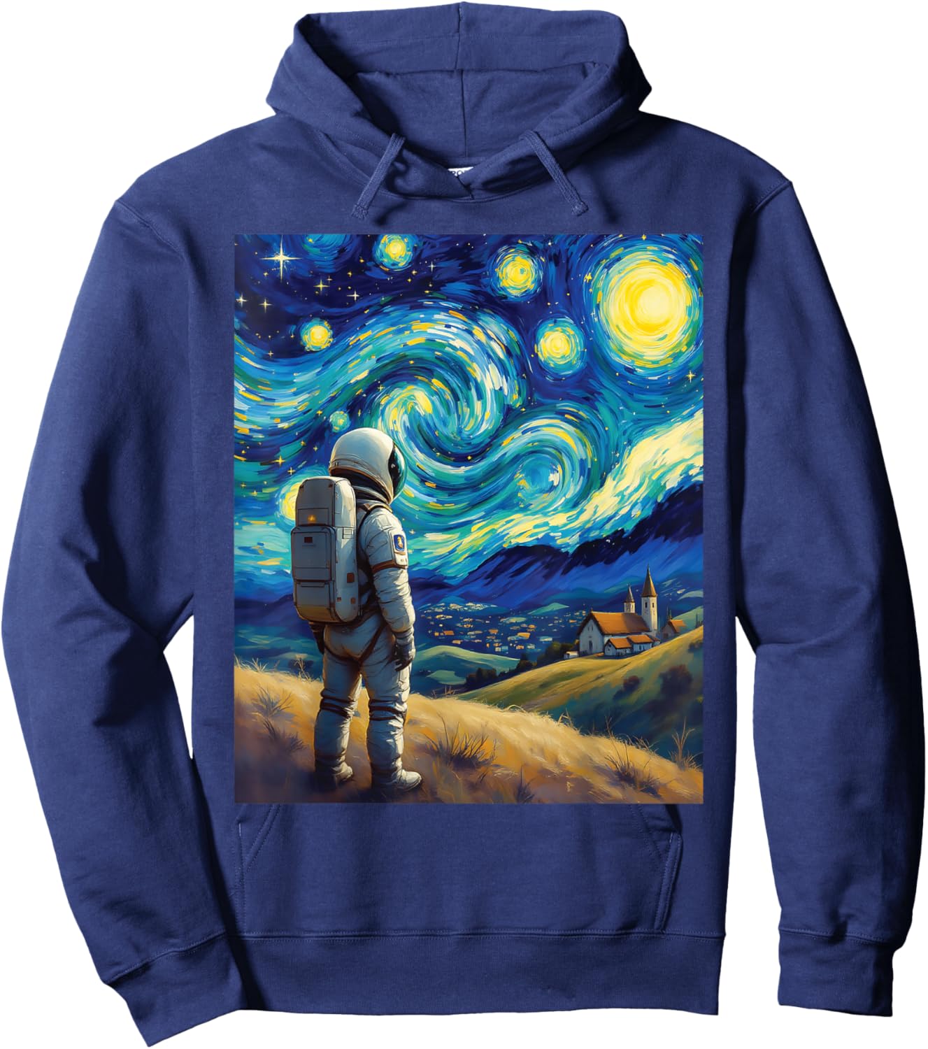 Van Gogh Inspired Cosmic Space Traveller Visionary Astronaut Hoodie - Hoodie | Navy
