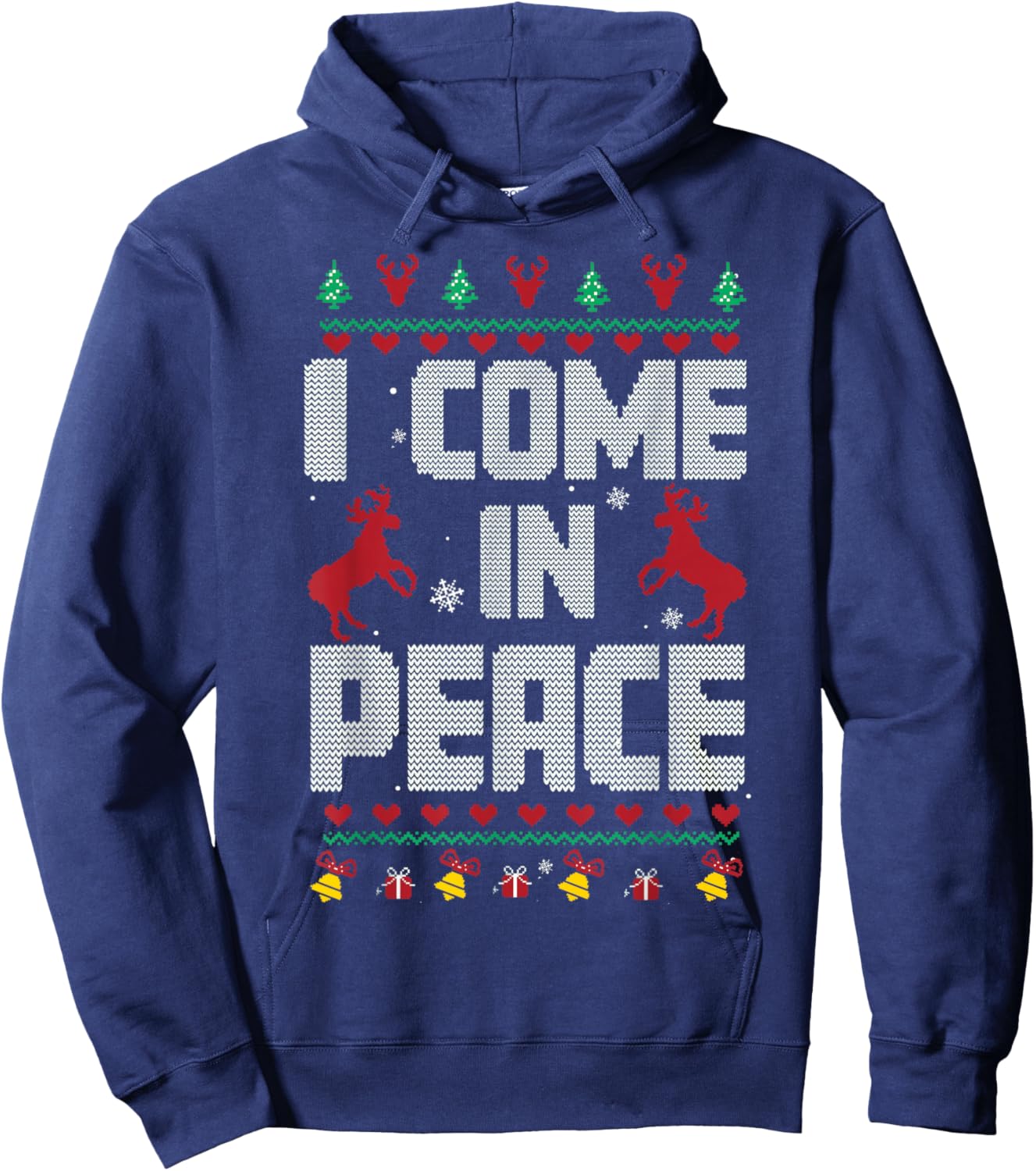 I Come In Peace - I'm Peace Xmas Matching Couples Christmas Hoodie - Hoodie | Navy