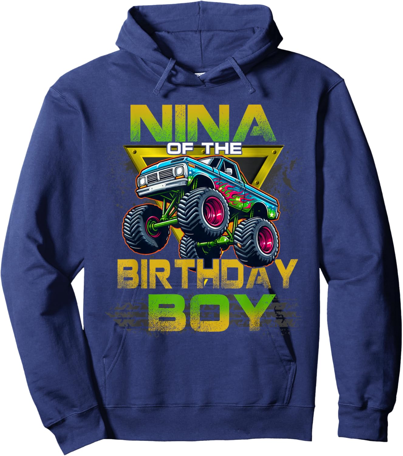 Nina of The Birthday Boy Monster Truck Birthday Family Hoodie - Hoodie | Navy