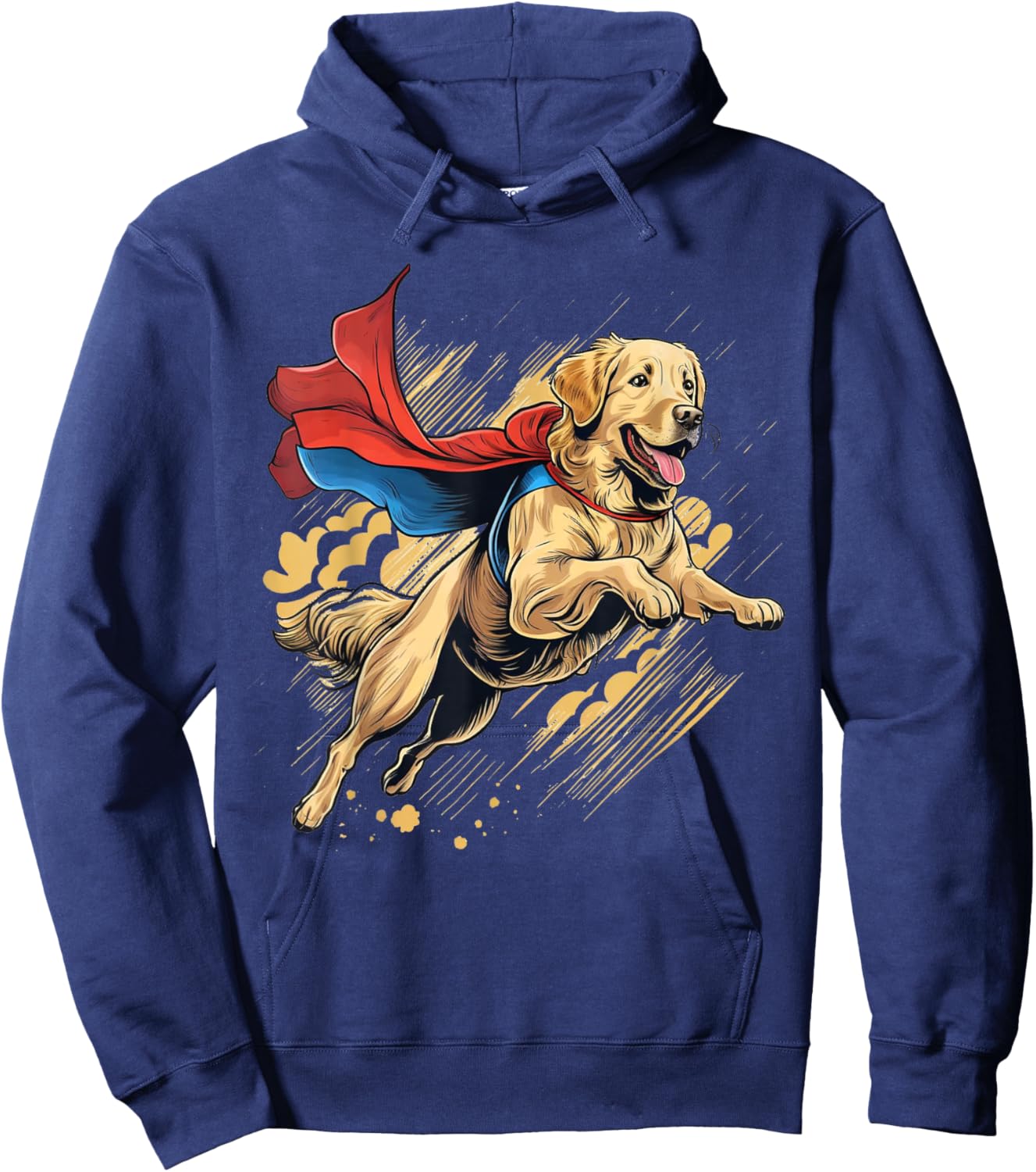 Superhero Golden Retriever Red Cape Super Hero Dog Hoodie - Hoodie | Navy