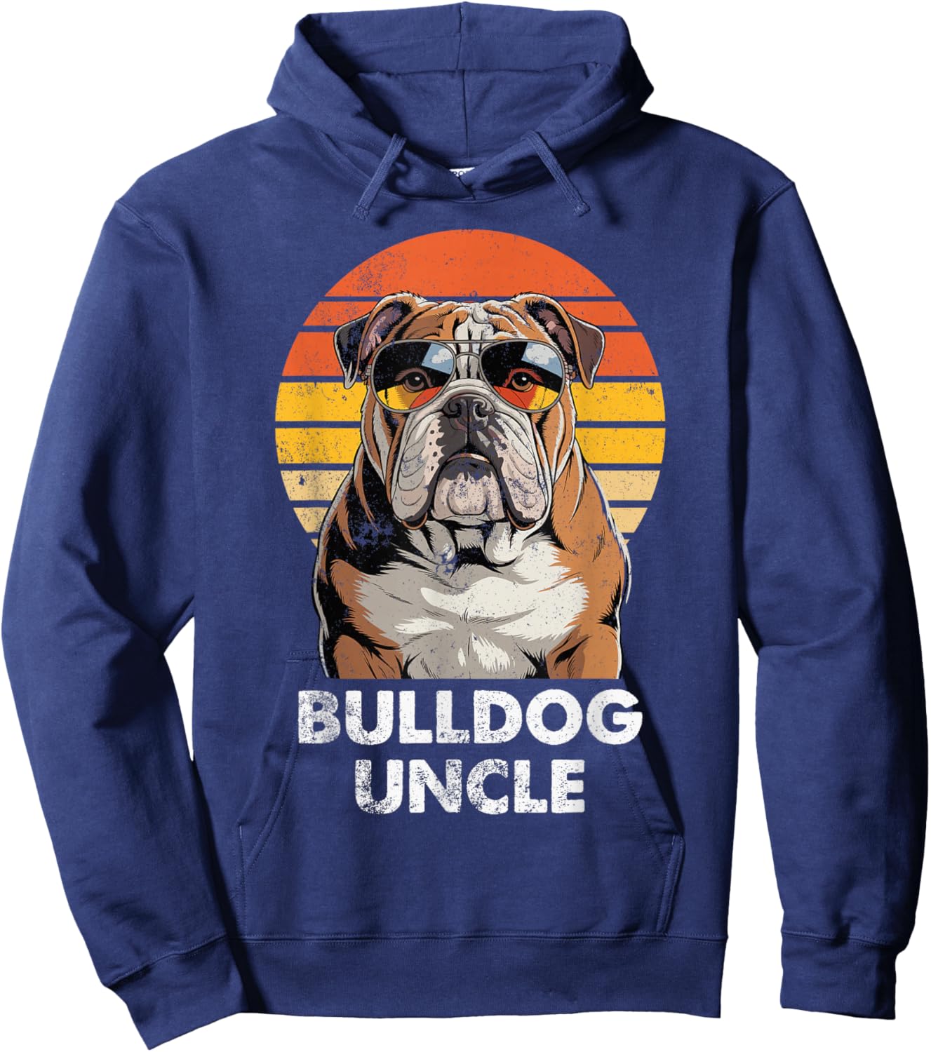Cool Retro Bulldog Uncle Funny Vintage Dog Owner Hoodie - Hoodie | Navy