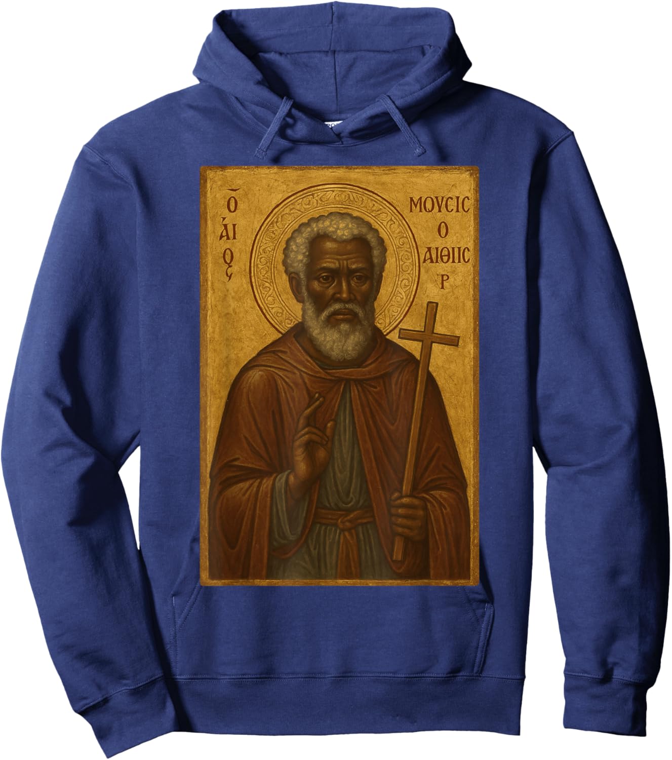 Holy Orthodox Icon of Saint Moses The Ethiopian Hoodie - Hoodie | Navy