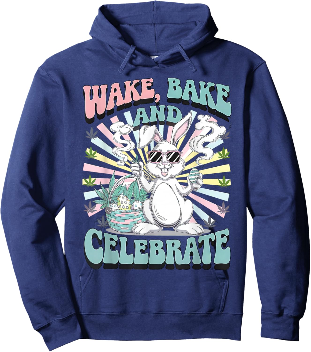 Easter Bunny Marijuana Cannabis Stoned 420 Weed Happy 420 Hoodie - Hoodie | Navy