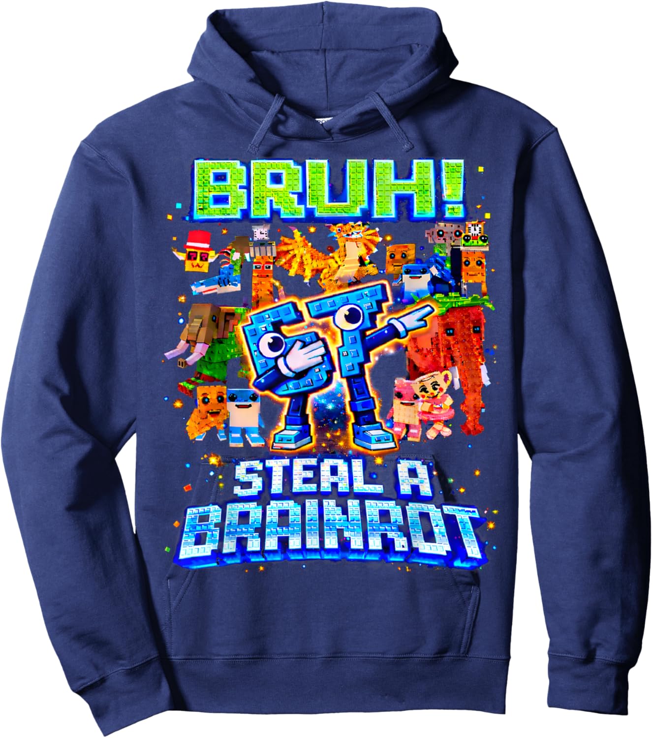 Bruh 67 Steal A Brainrot Funny Gifts for Boys Kids Youth Hoodie - Hoodie | Navy