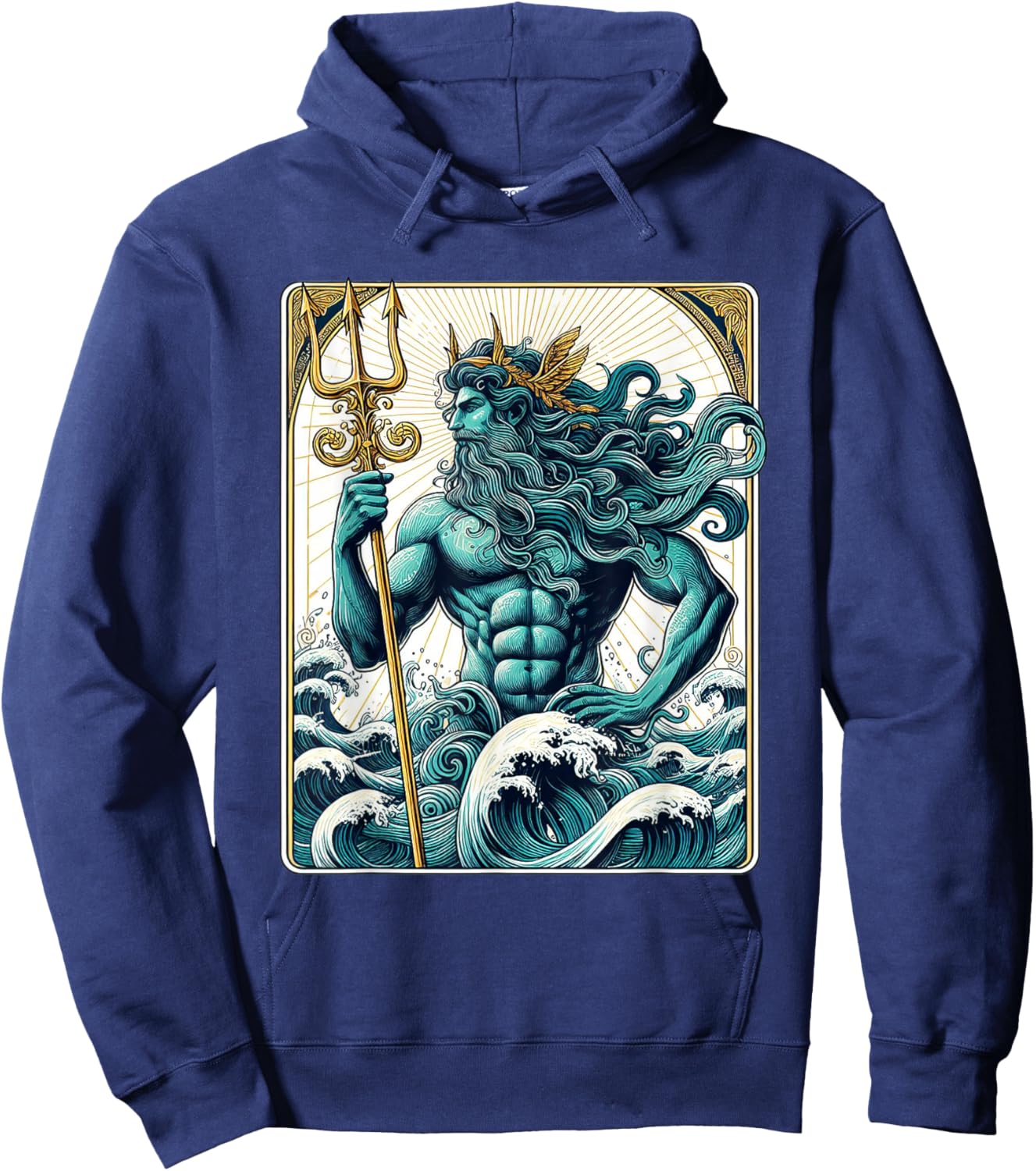 Poseidon Trident Tarot Card Shirt Lord of the Sea Greek God Hoodie - Hoodie | Navy