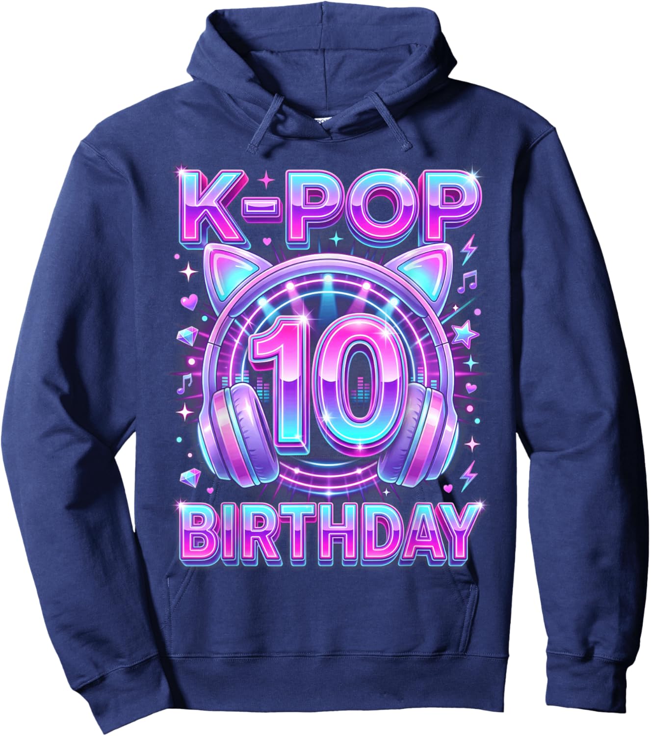 K-Pop 10th Birthday Kpop Girl 10 Year Old Korean Music Hoodie - Hoodie | Navy