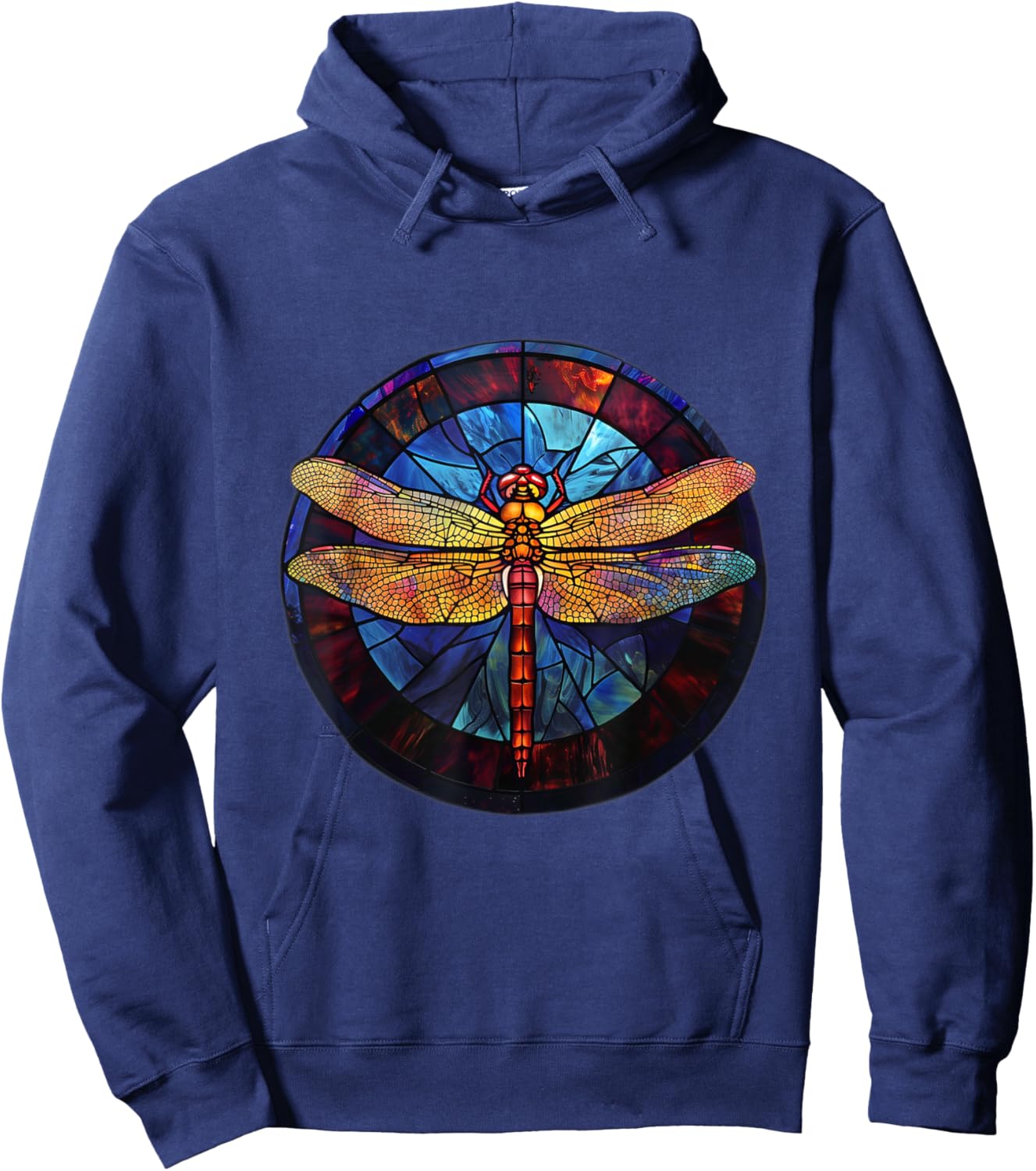 Beautiful nature. Dragonfly. Stained glass graphic. Hoodie - Hoodie | Navy